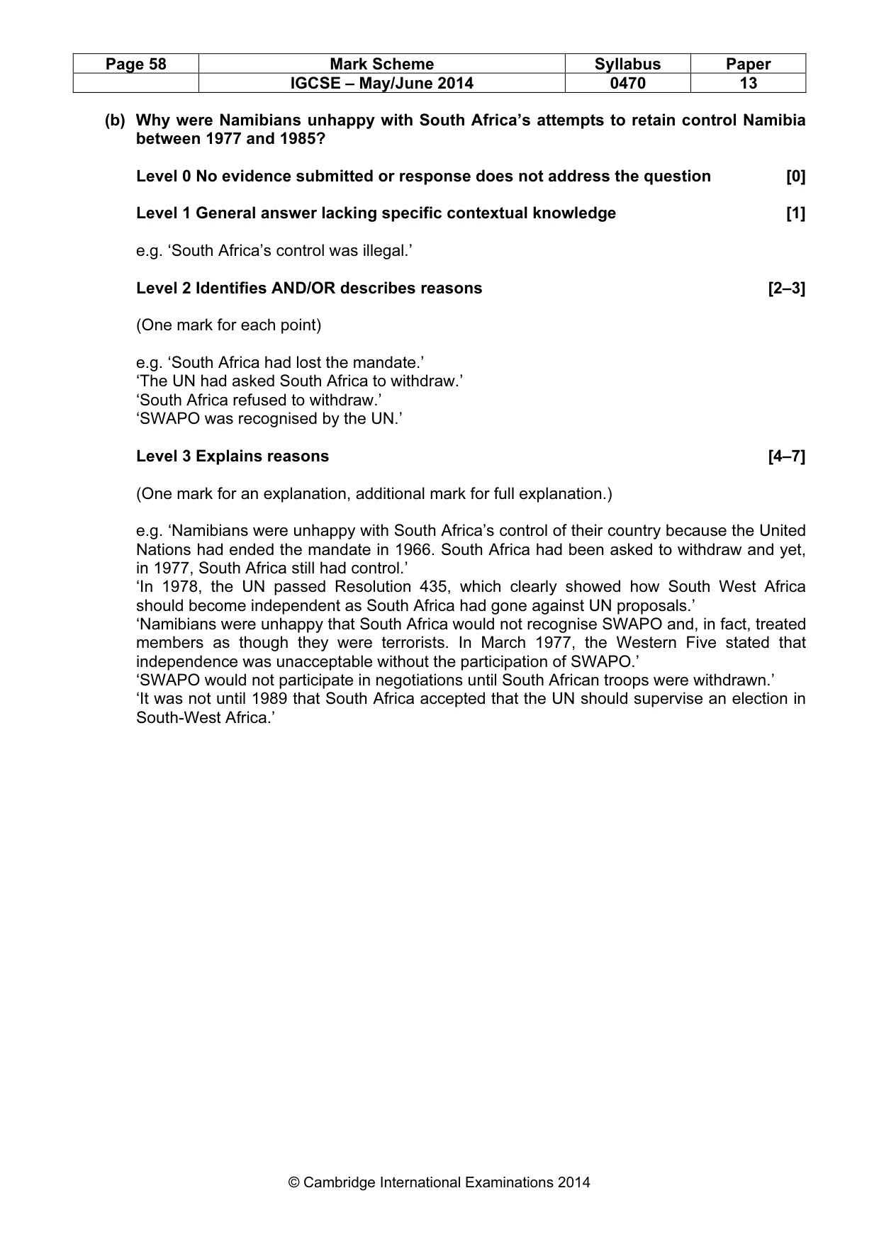 Mark scheme, page 58 of 77