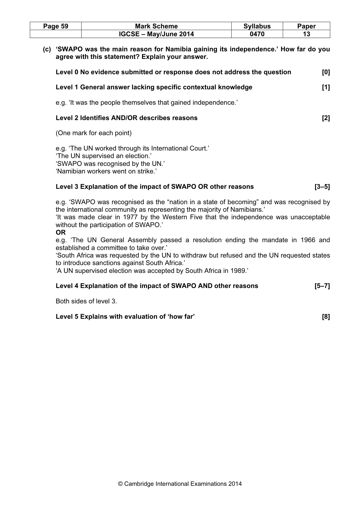 Mark scheme, page 59 of 77