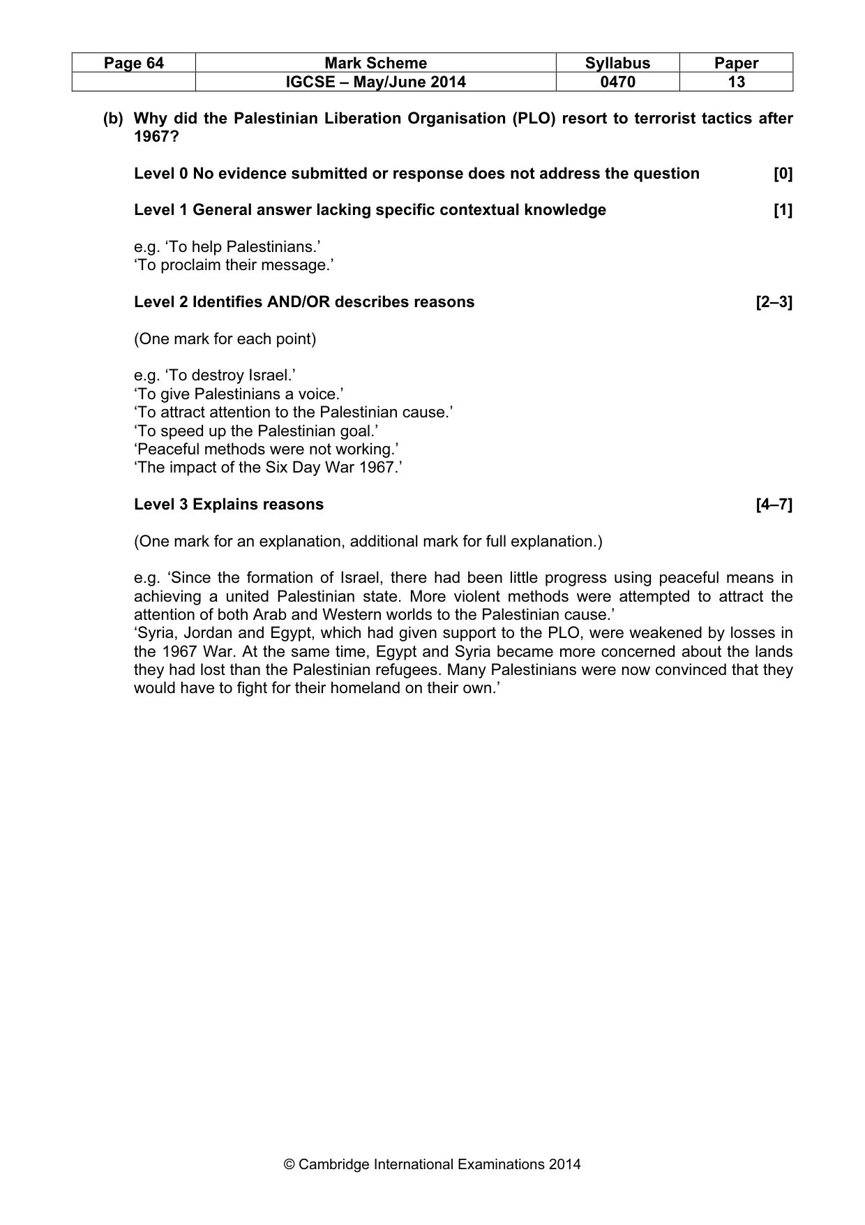 Mark scheme, page 64 of 77