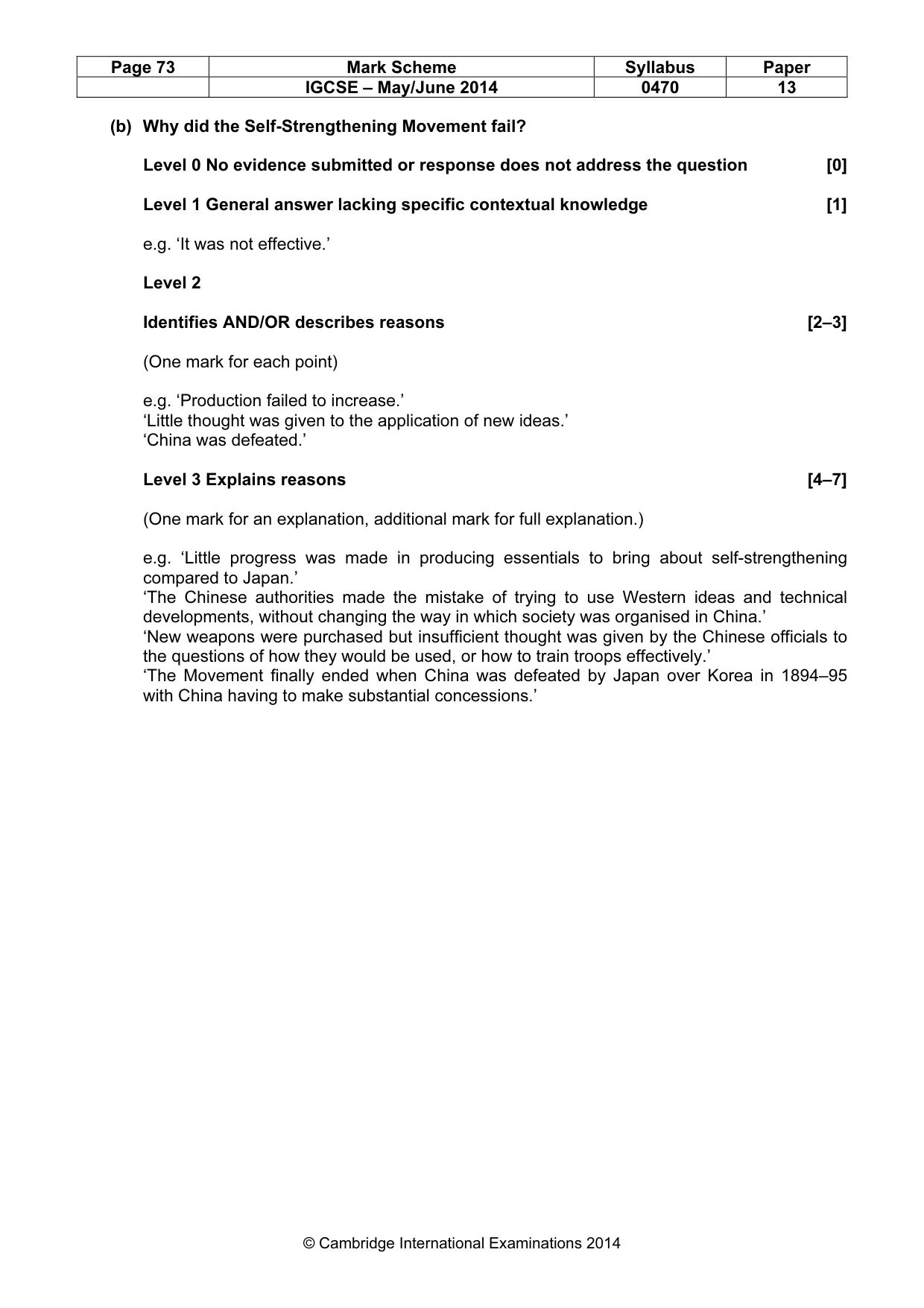 Mark scheme, page 73 of 77