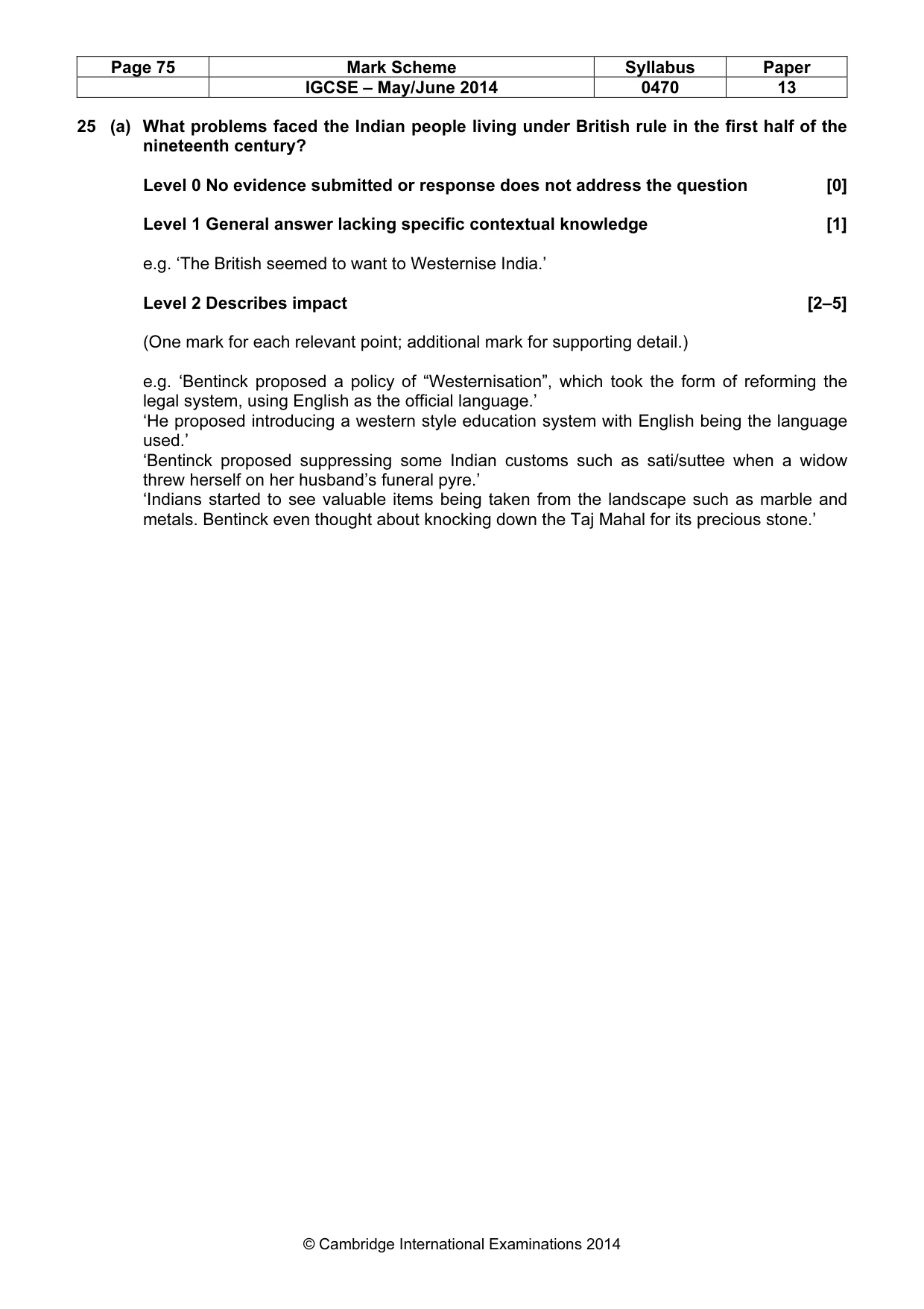 Mark scheme, page 75 of 77