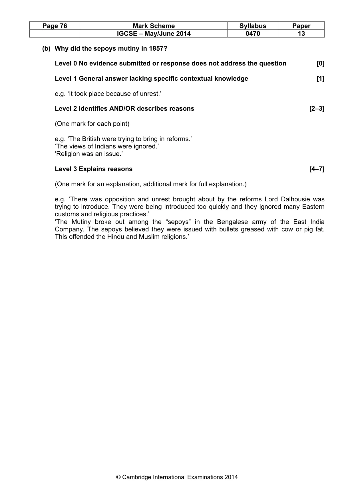 Mark scheme, page 76 of 77