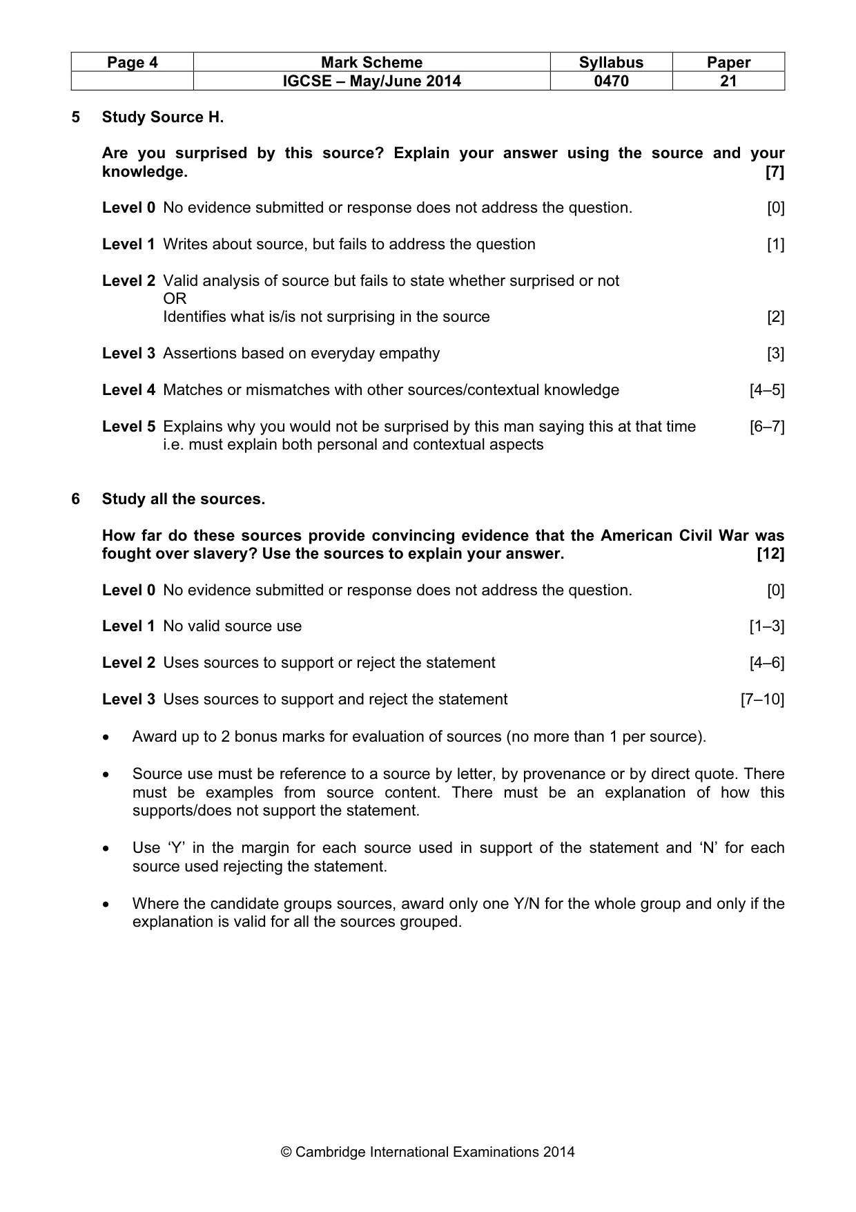 Mark scheme, page 4 of 7