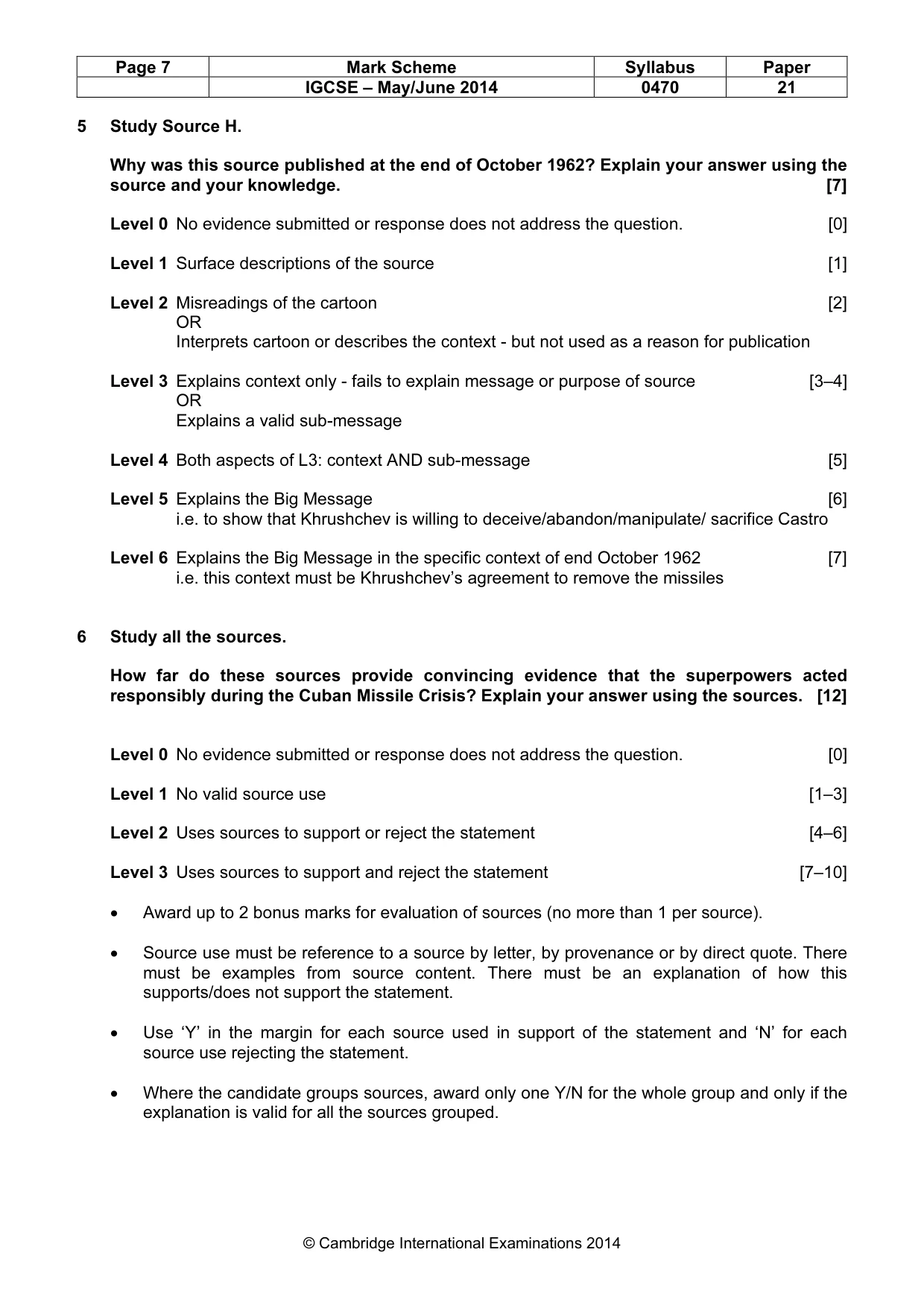 Mark scheme, page 7 of 7