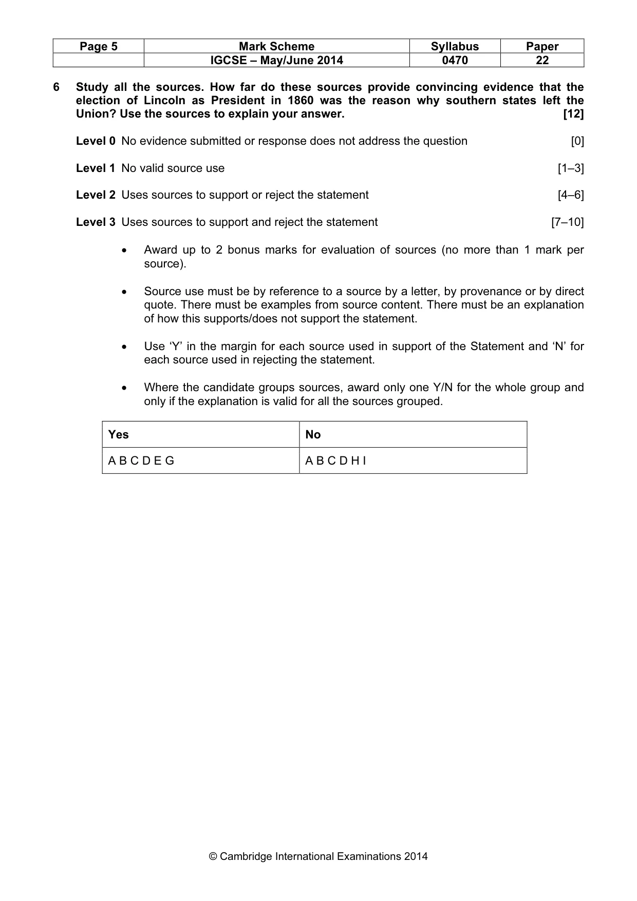 Mark scheme, page 5 of 8