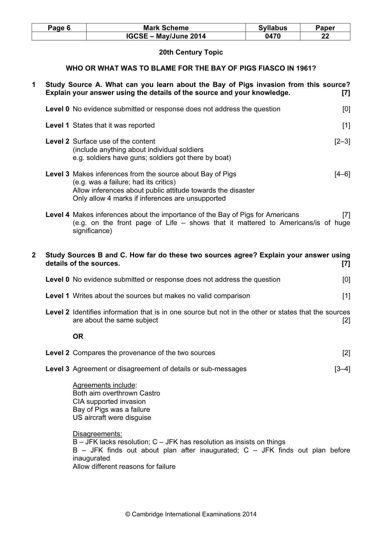 Mark scheme, page 6 of 8