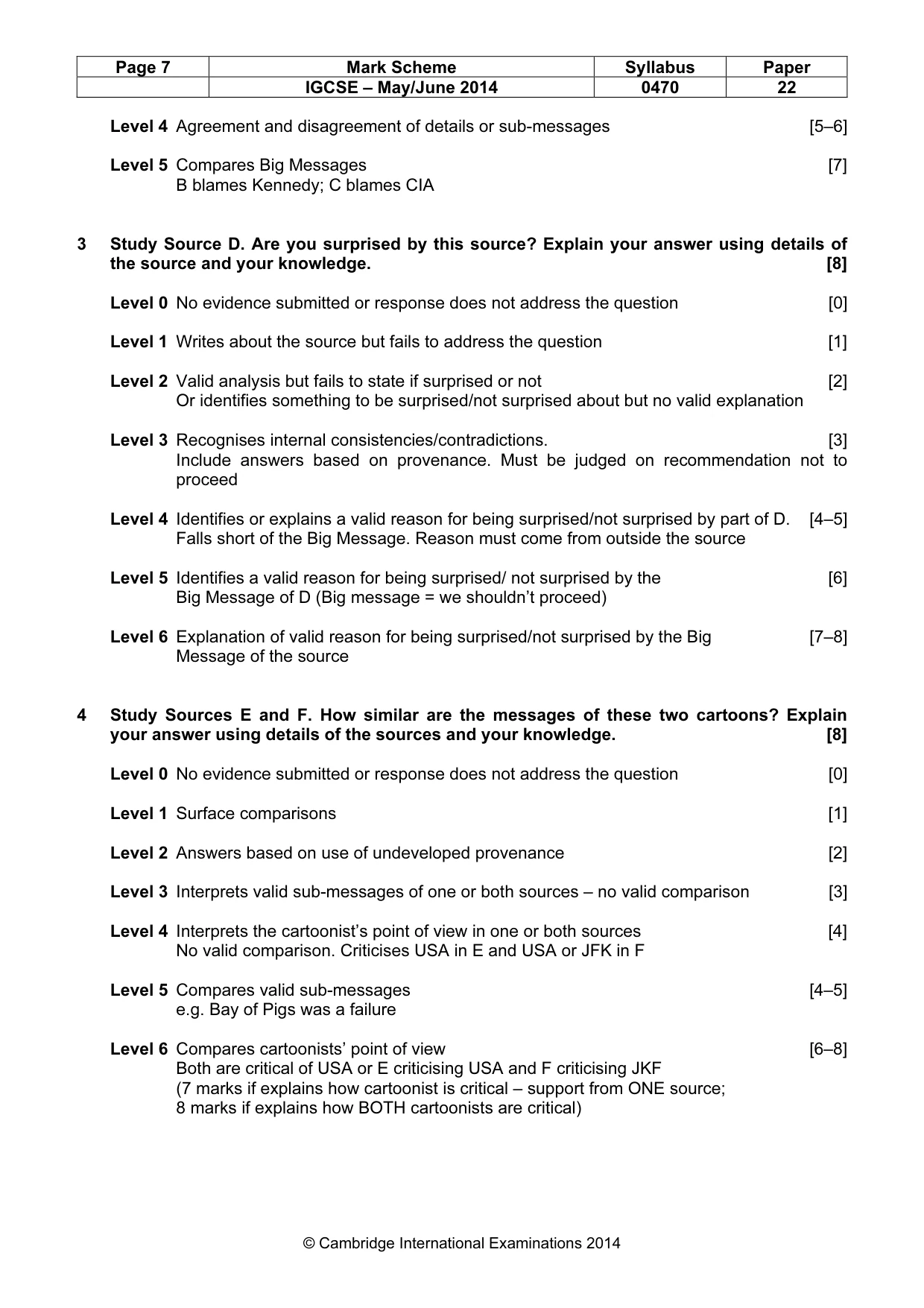 Mark scheme, page 7 of 8