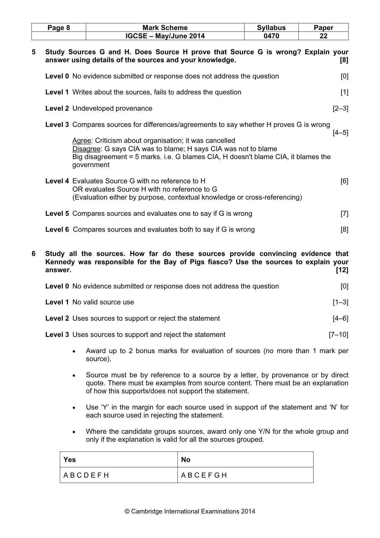 Mark scheme, page 8 of 8