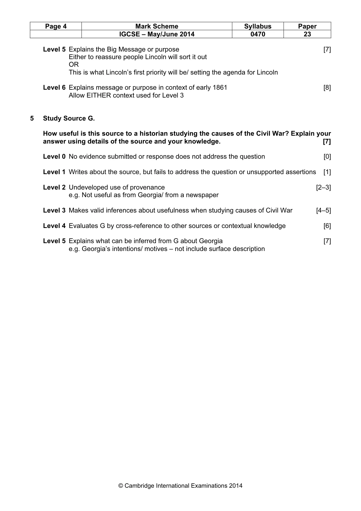 Mark scheme, page 4 of 9