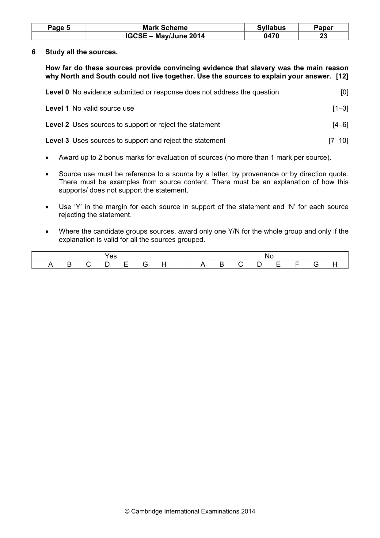 Mark scheme, page 5 of 9