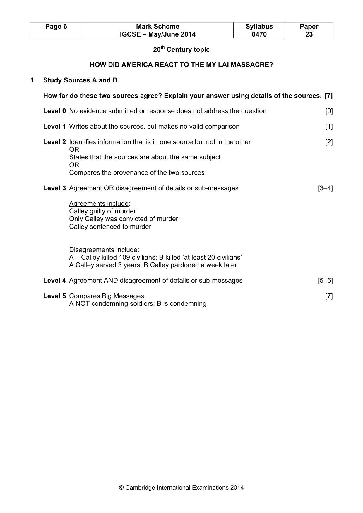 Mark scheme, page 6 of 9