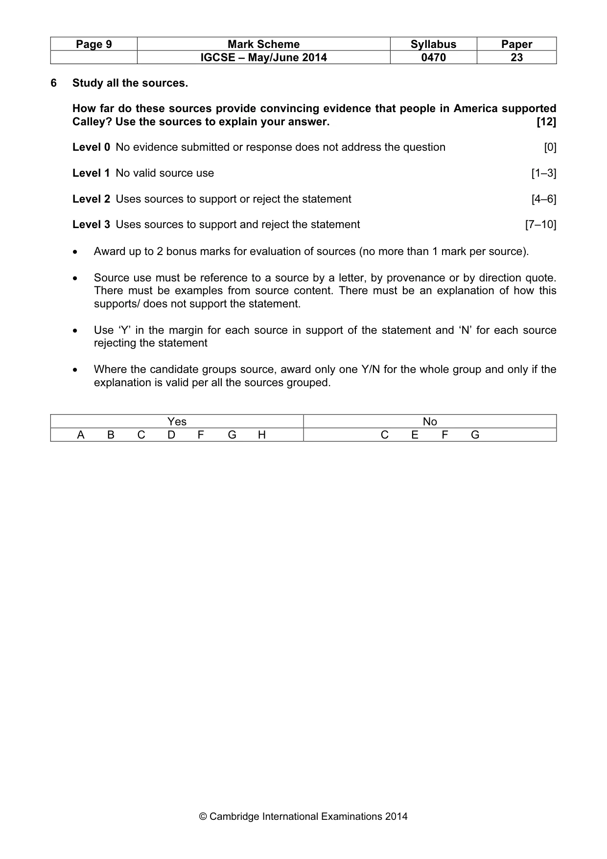 Mark scheme, page 9 of 9