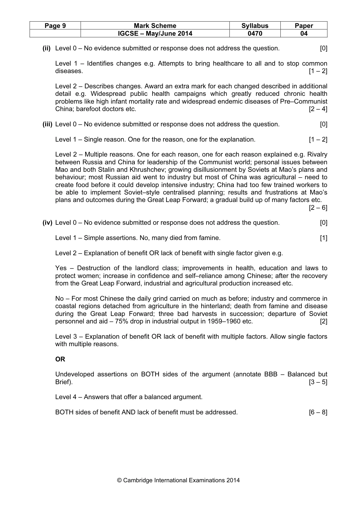 Mark scheme, page 9 of 17
