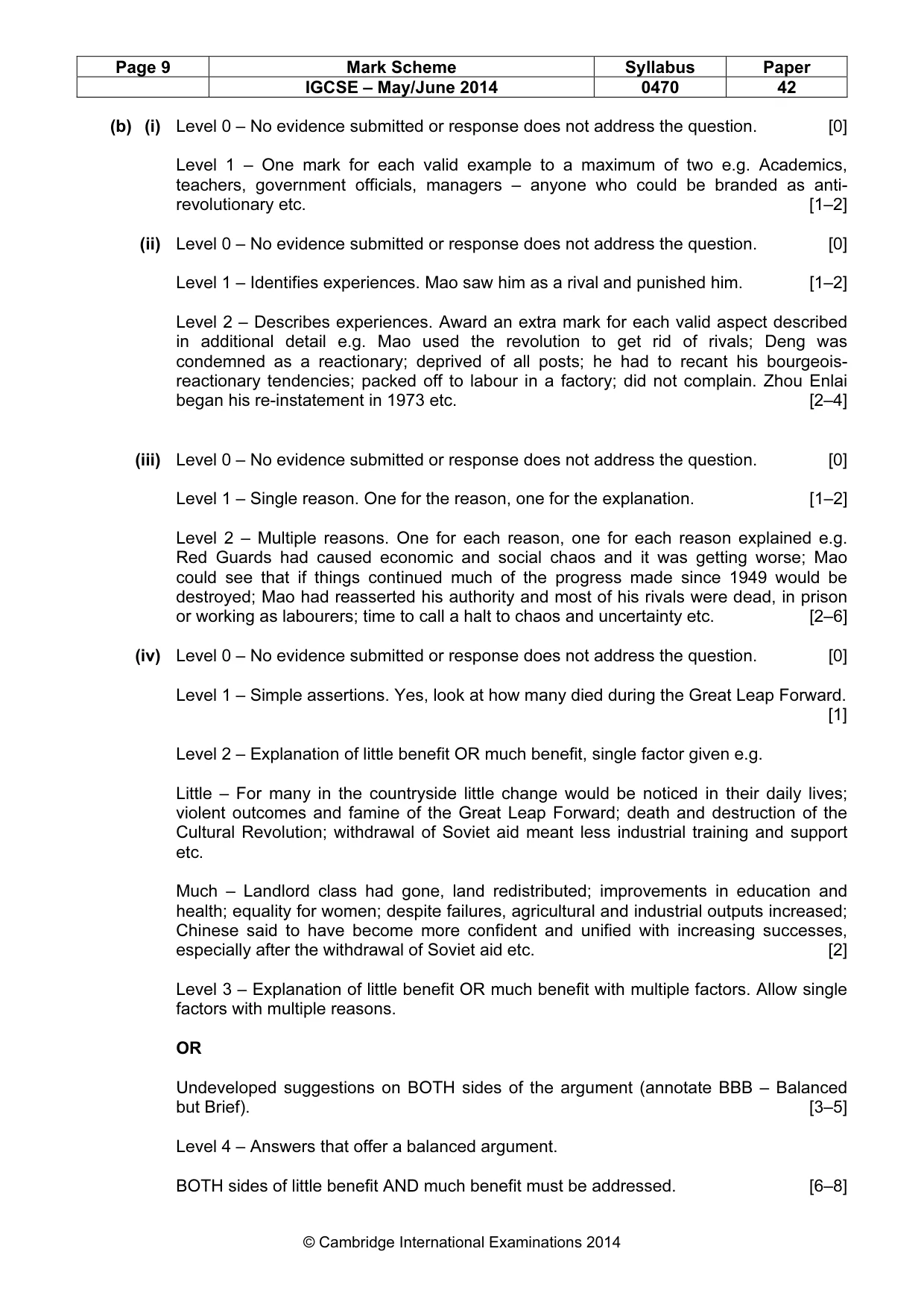 Mark scheme, page 9 of 17