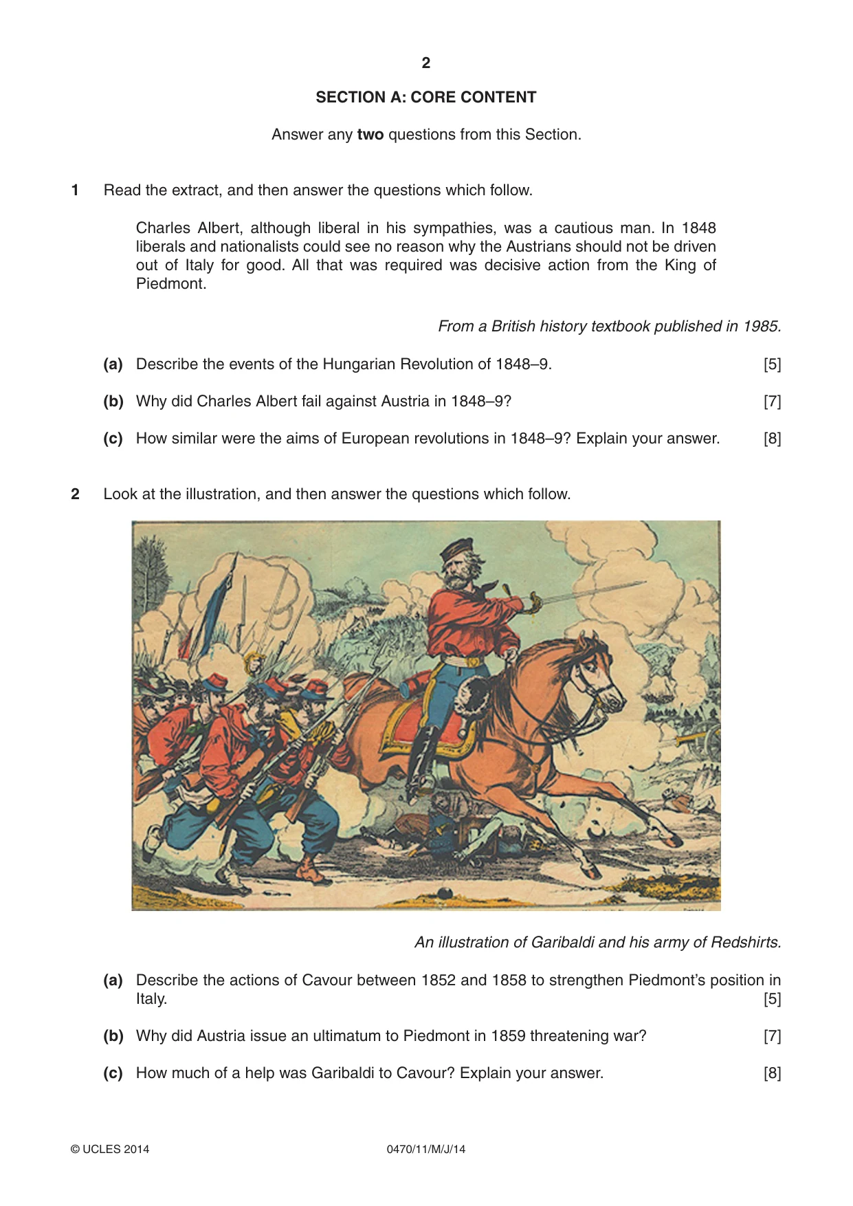Cambridge IGCSE History 0470 2014 May/June Paper 1 · Variant 1 question paper, page 2 of 20