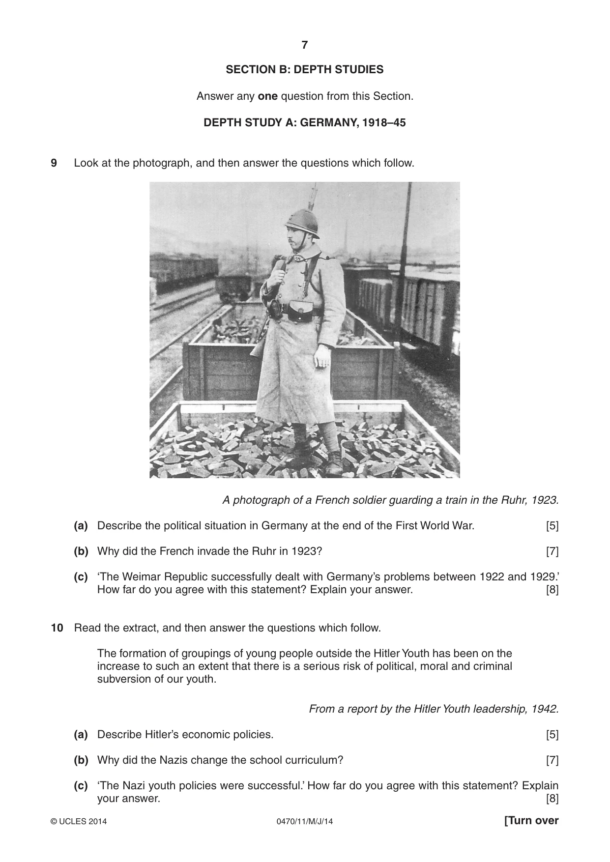 Cambridge IGCSE History 0470 2014 May/June Paper 1 · Variant 1 question paper, page 7 of 20