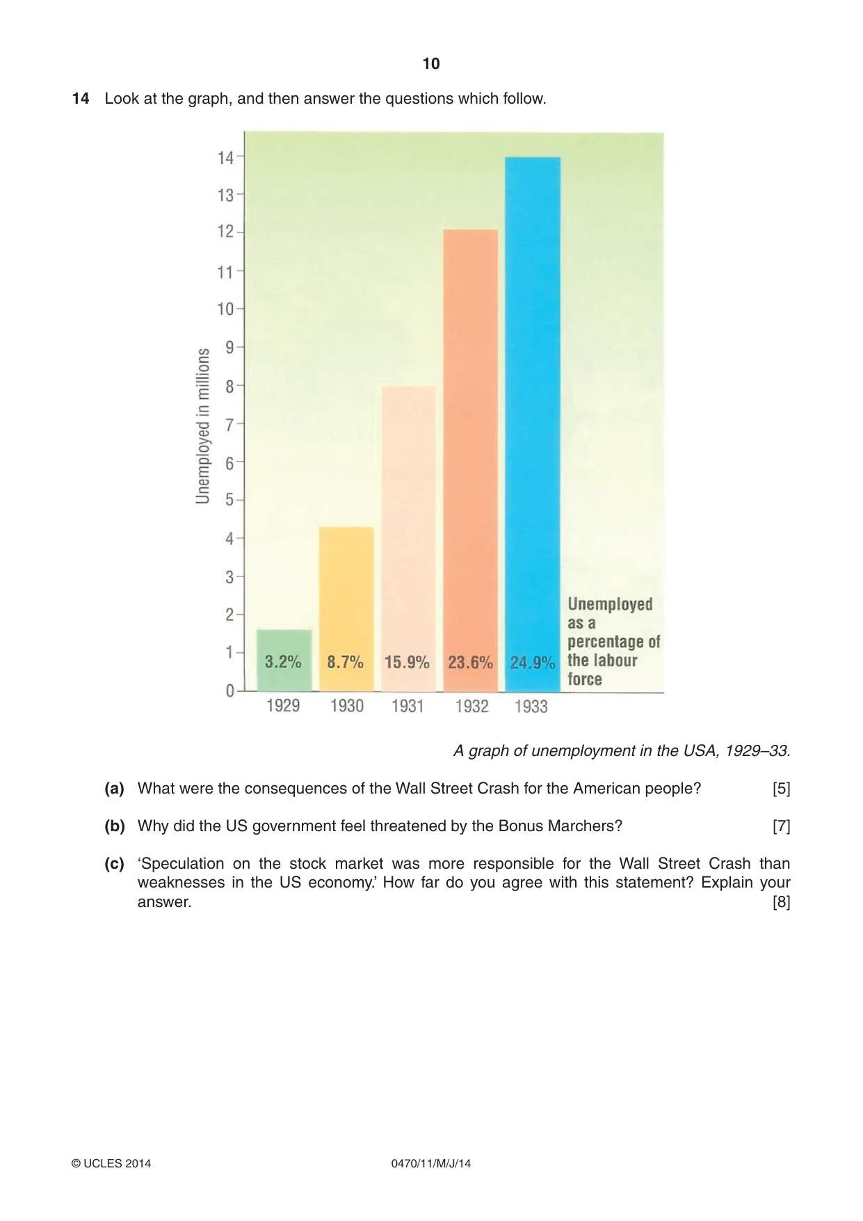 Cambridge IGCSE History 0470 2014 May/June Paper 1 · Variant 1 question paper, page 10 of 20