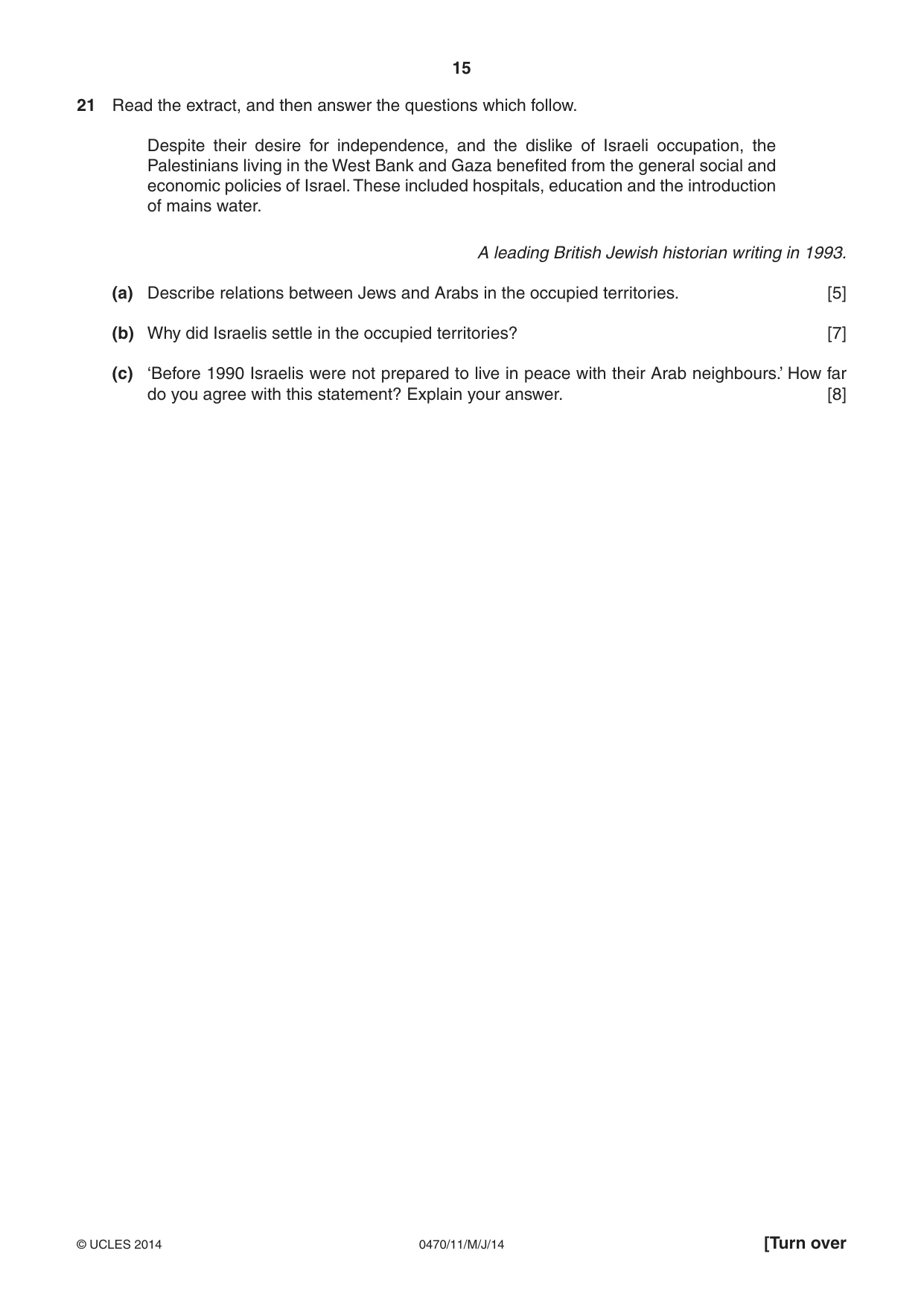 Cambridge IGCSE History 0470 2014 May/June Paper 1 · Variant 1 question paper, page 15 of 20