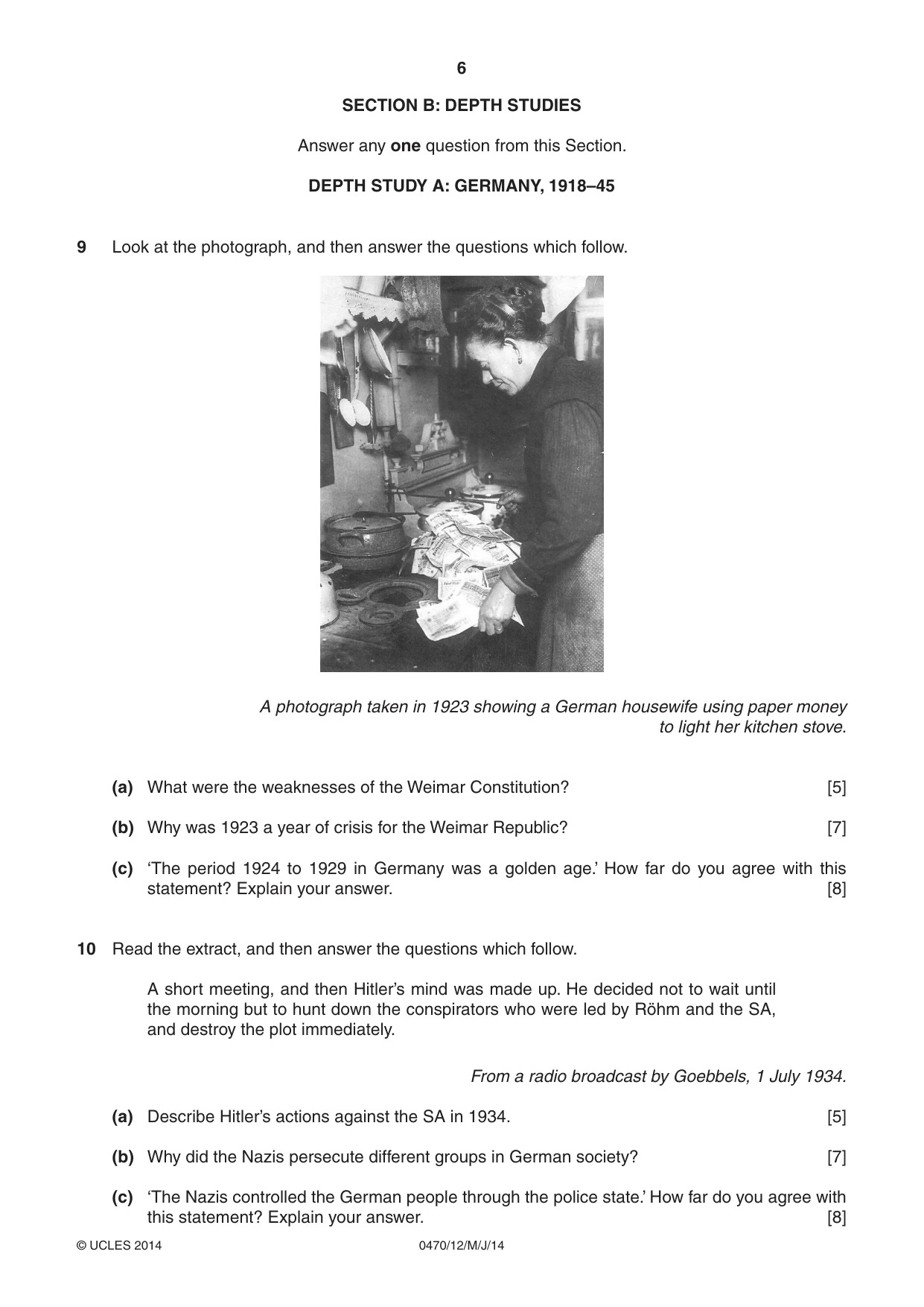 Cambridge IGCSE History 0470 2014 May/June Paper 1 · Variant 2 question paper, page 6 of 16