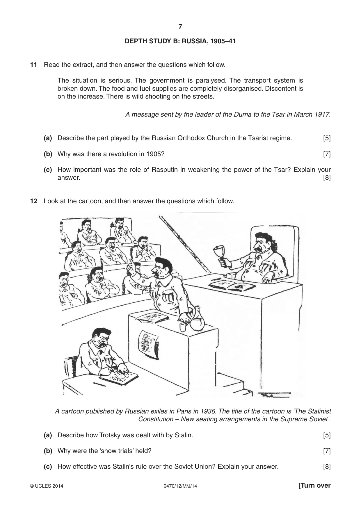 Cambridge IGCSE History 0470 2014 May/June Paper 1 · Variant 2 question paper, page 7 of 16