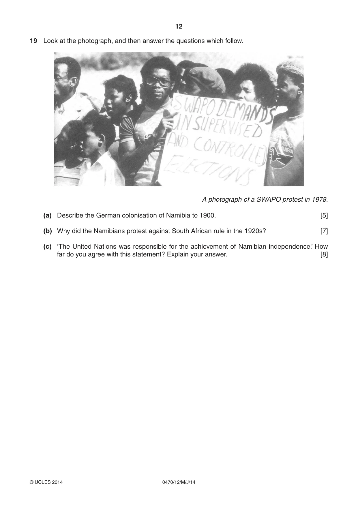 Cambridge IGCSE History 0470 2014 May/June Paper 1 · Variant 2 question paper, page 12 of 16