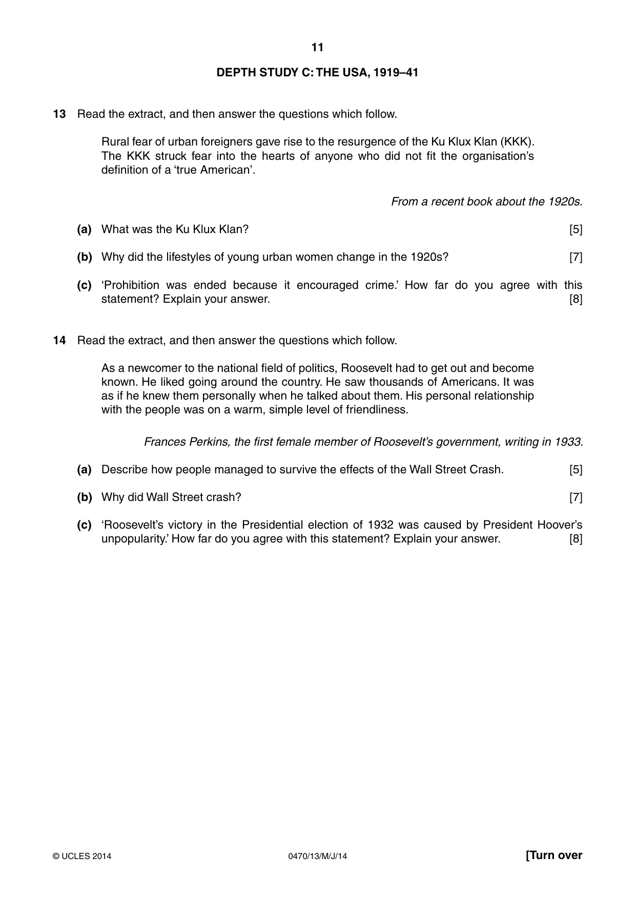 Cambridge IGCSE History 0470 2014 May/June Paper 1 · Variant 3 question paper, page 11 of 20