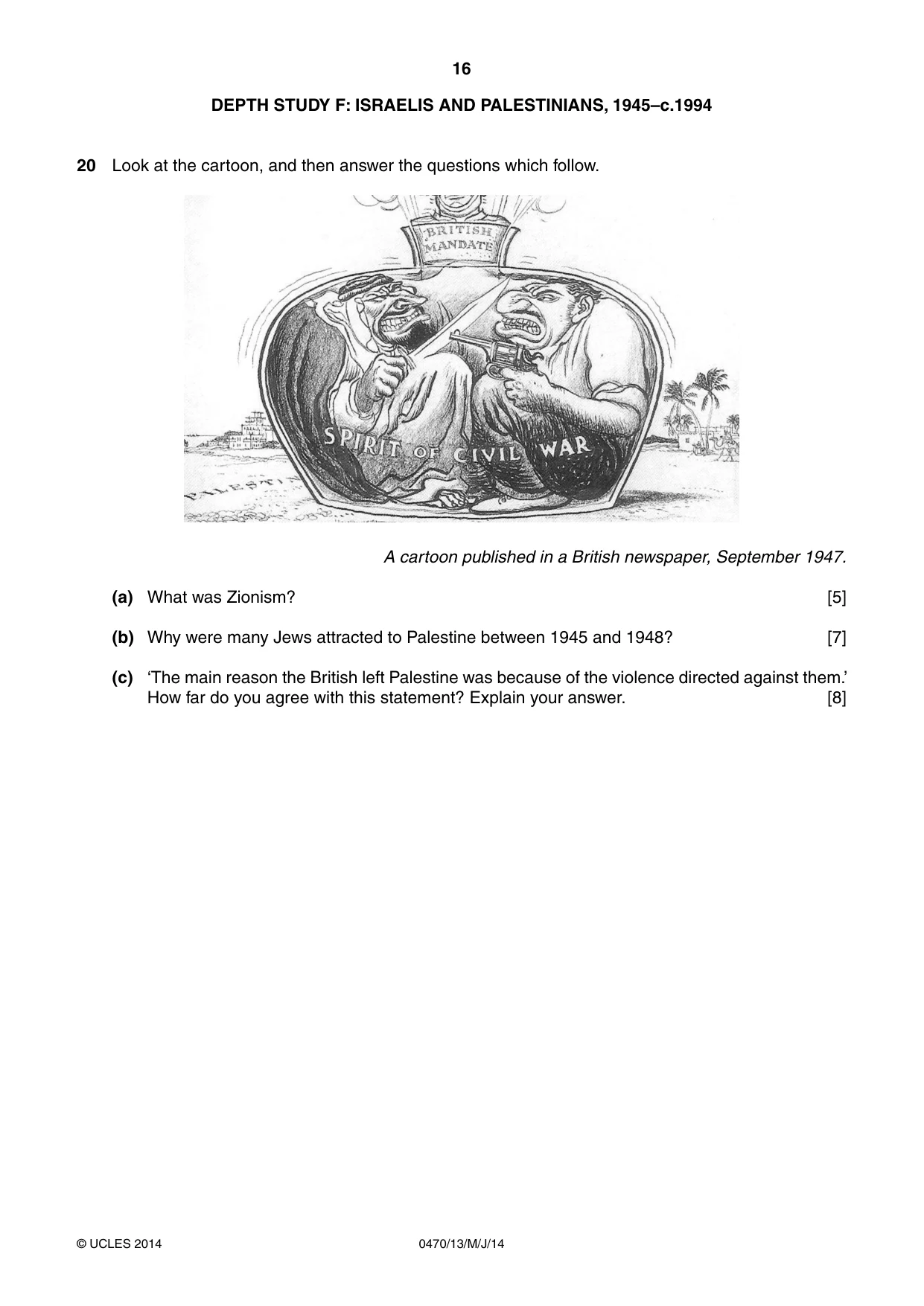 Cambridge IGCSE History 0470 2014 May/June Paper 1 · Variant 3 question paper, page 16 of 20
