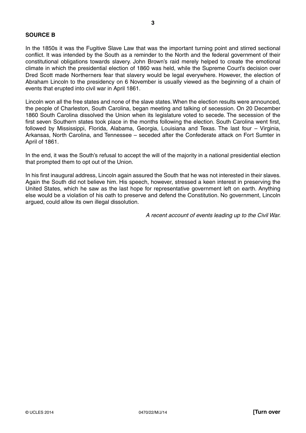 Cambridge IGCSE History 0470 2014 May/June Paper 2 · Variant 2 question paper, page 3 of 16