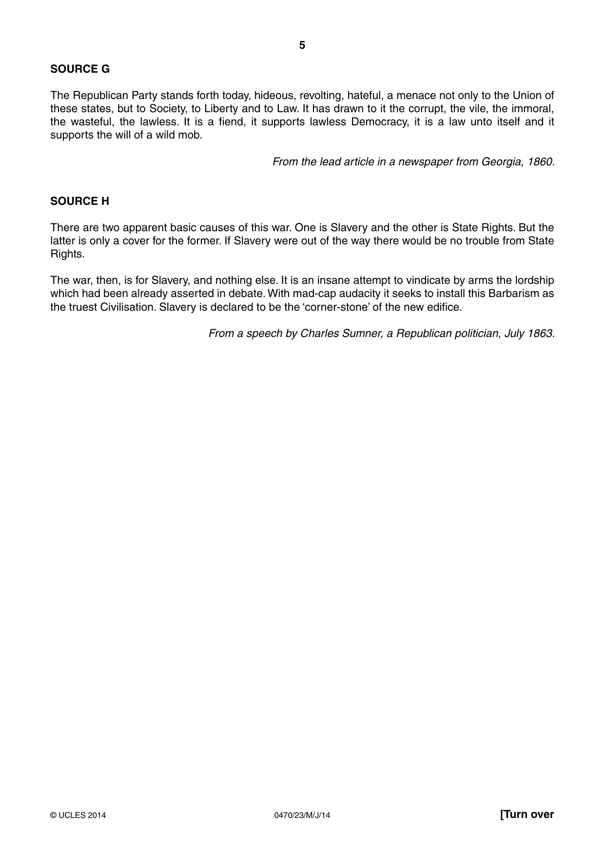Cambridge IGCSE History 0470 2014 May/June Paper 2 · Variant 3 question paper, page 5 of 16