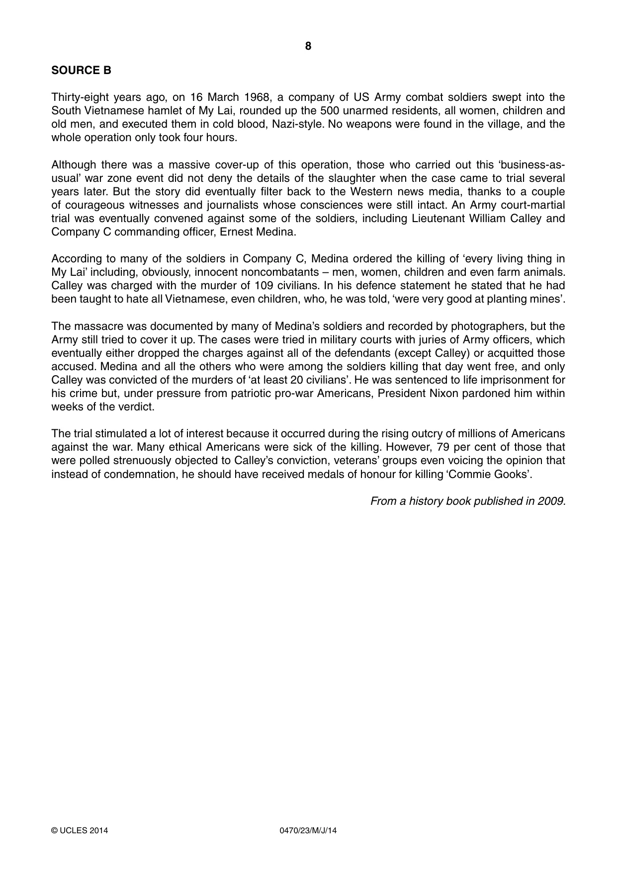 Cambridge IGCSE History 0470 2014 May/June Paper 2 · Variant 3 question paper, page 8 of 16