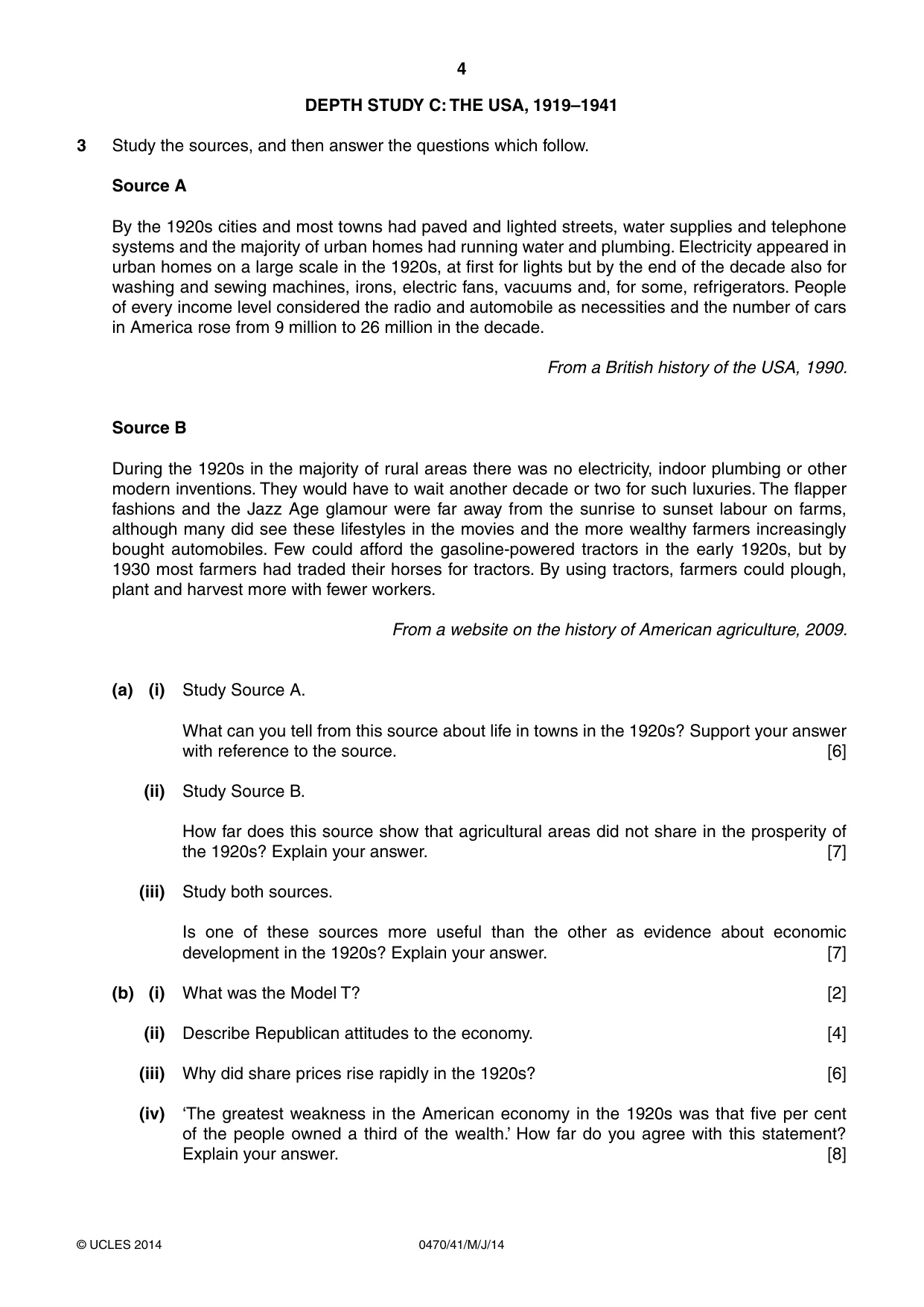 Cambridge IGCSE History 0470 2014 May/June Paper 4 · Variant 1 question paper, page 4 of 12