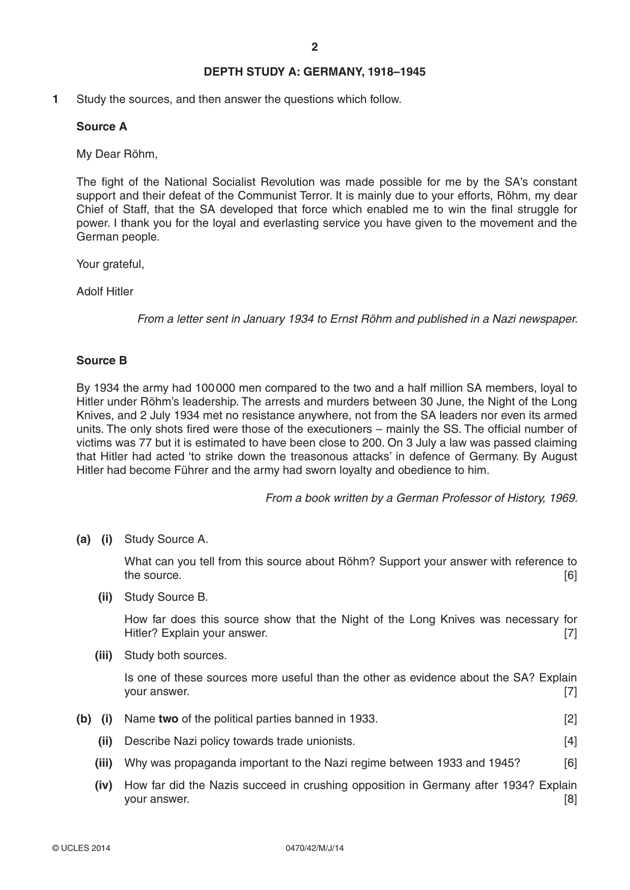 Cambridge IGCSE History 0470 2014 May/June Paper 4 · Variant 2 question paper, page 2 of 12