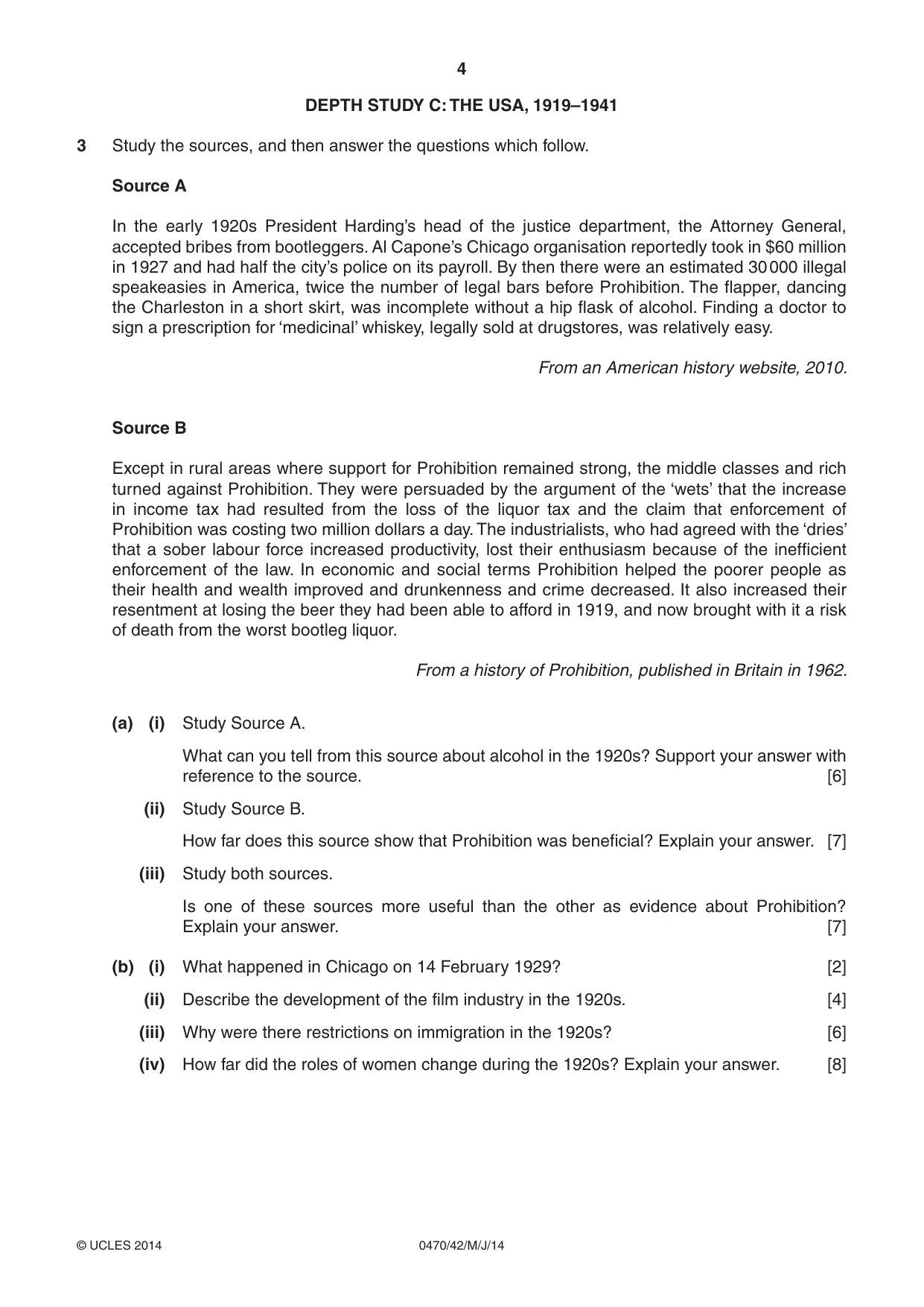 Cambridge IGCSE History 0470 2014 May/June Paper 4 · Variant 2 question paper, page 4 of 12