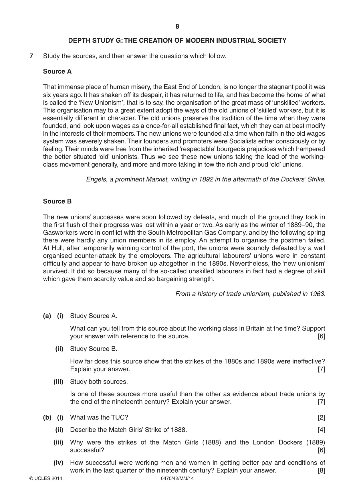 Cambridge IGCSE History 0470 2014 May/June Paper 4 · Variant 2 question paper, page 8 of 12