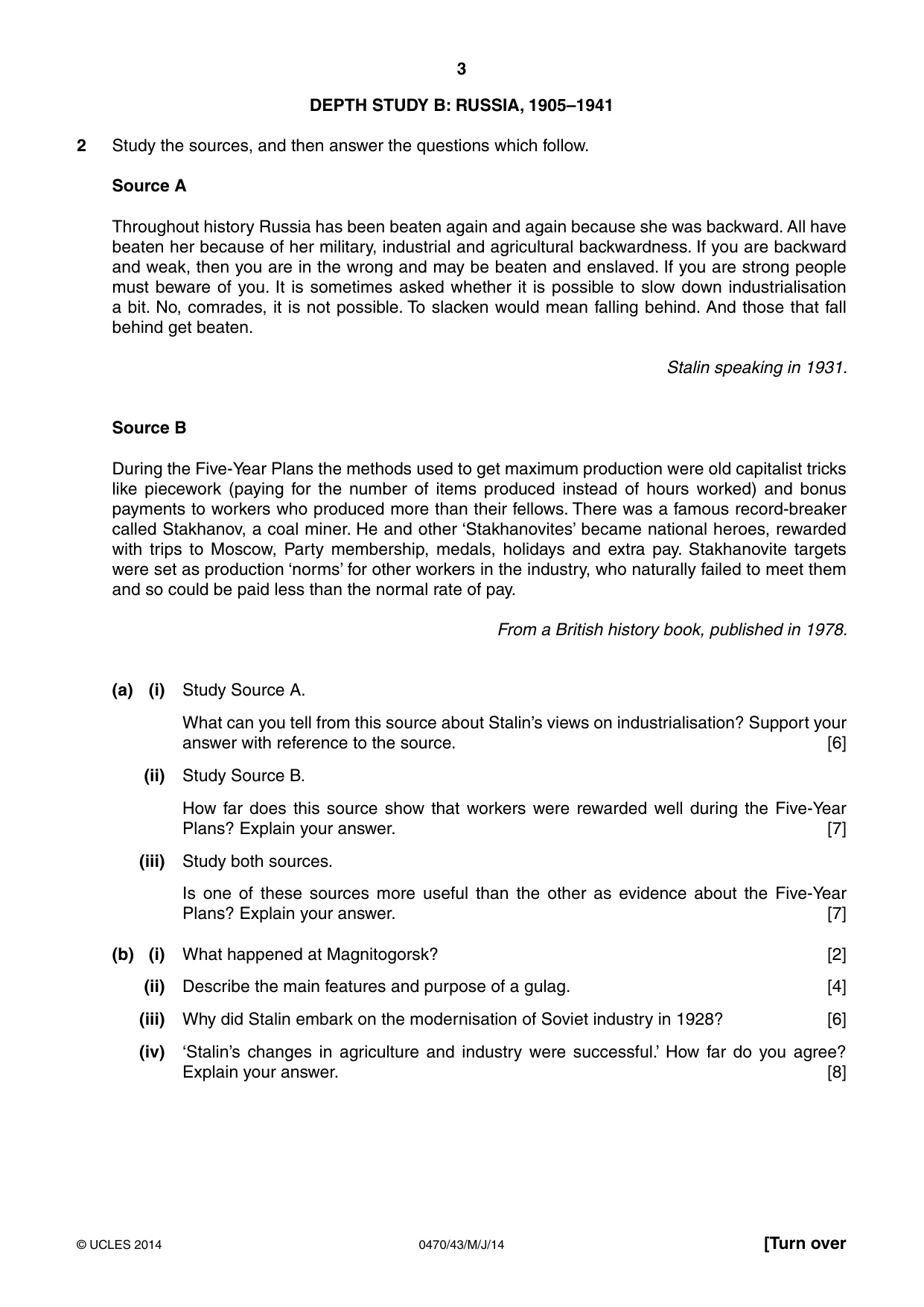Cambridge IGCSE History 0470 2014 May/June Paper 4 · Variant 3 question paper, page 3 of 12