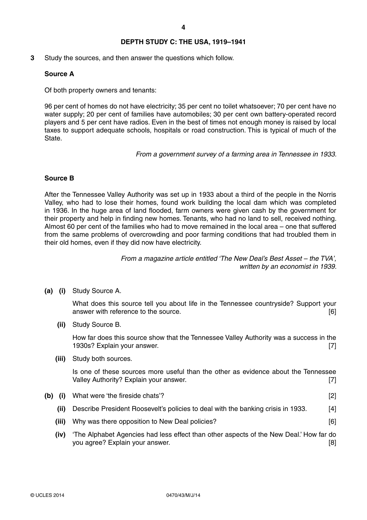 Cambridge IGCSE History 0470 2014 May/June Paper 4 · Variant 3 question paper, page 4 of 12
