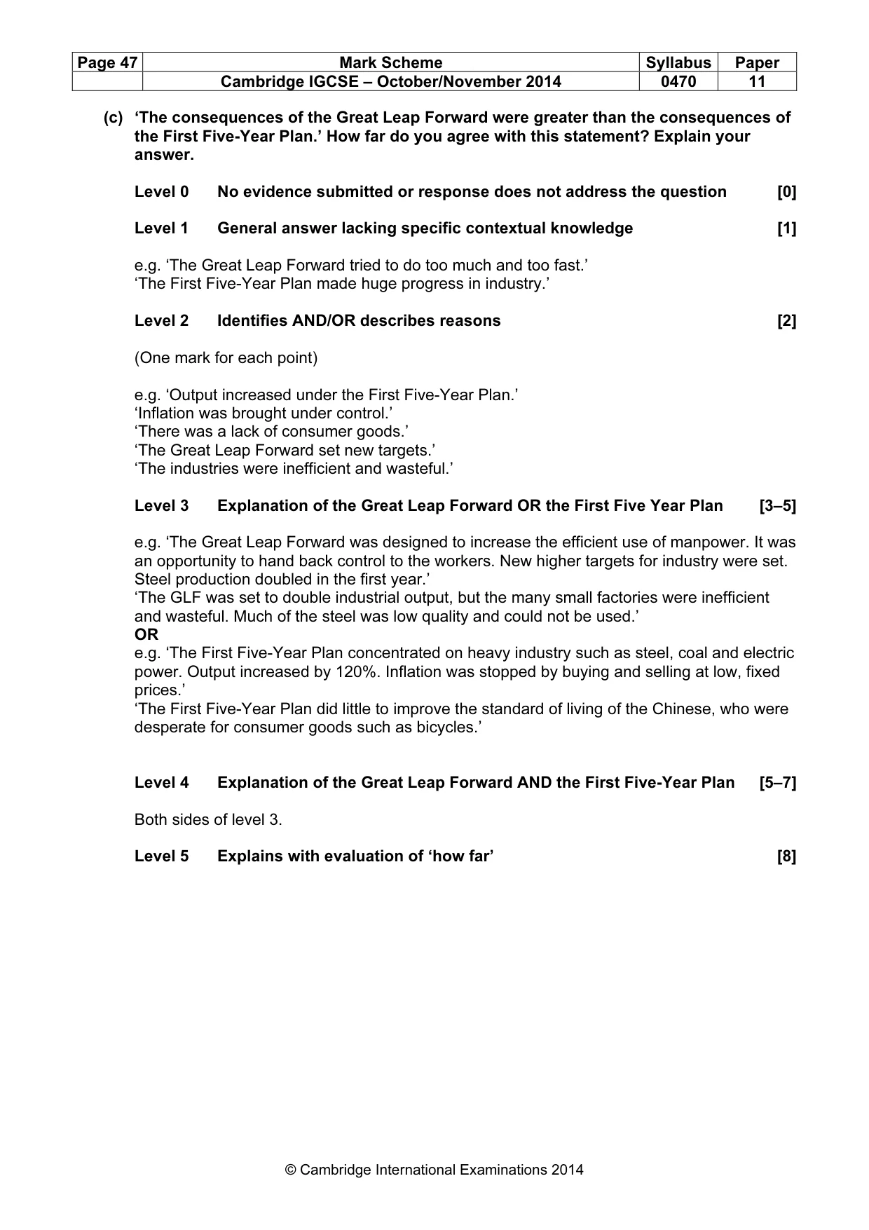 Mark scheme, page 47 of 77