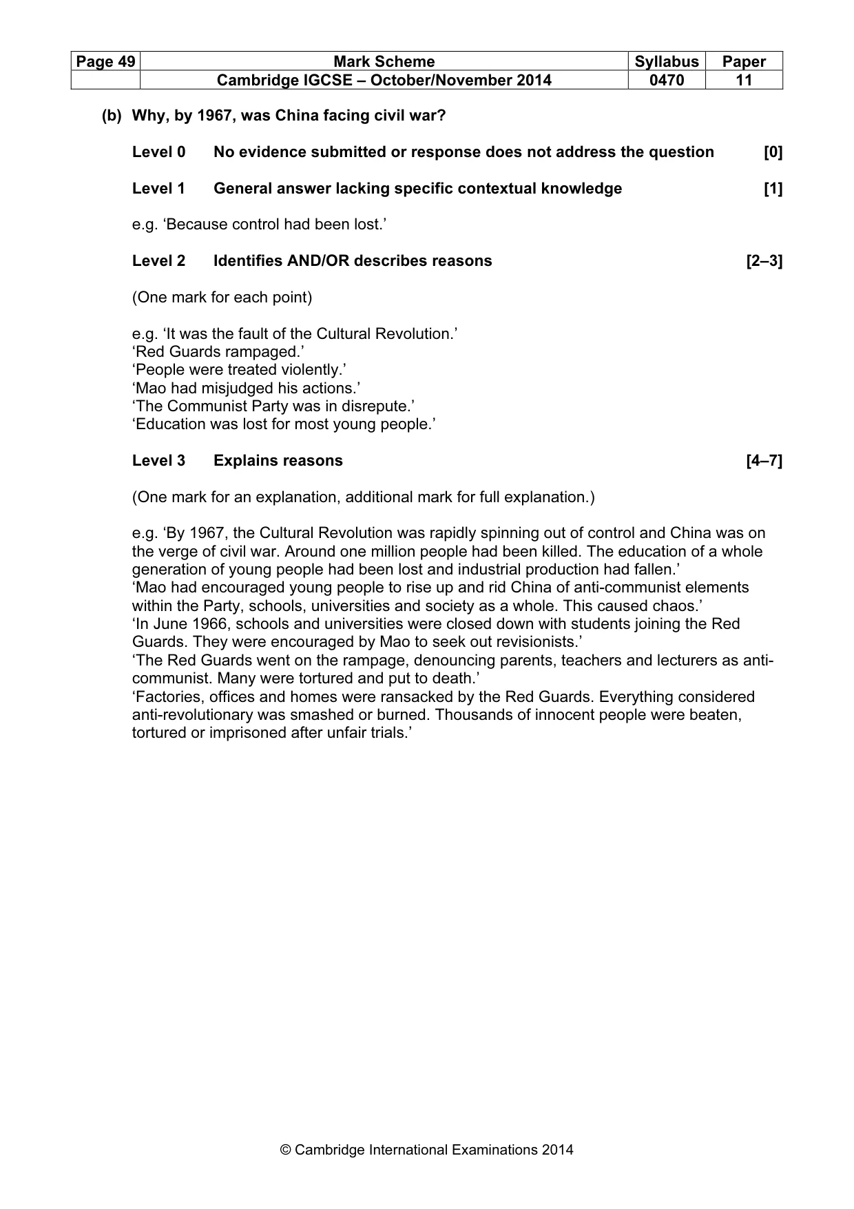 Mark scheme, page 49 of 77