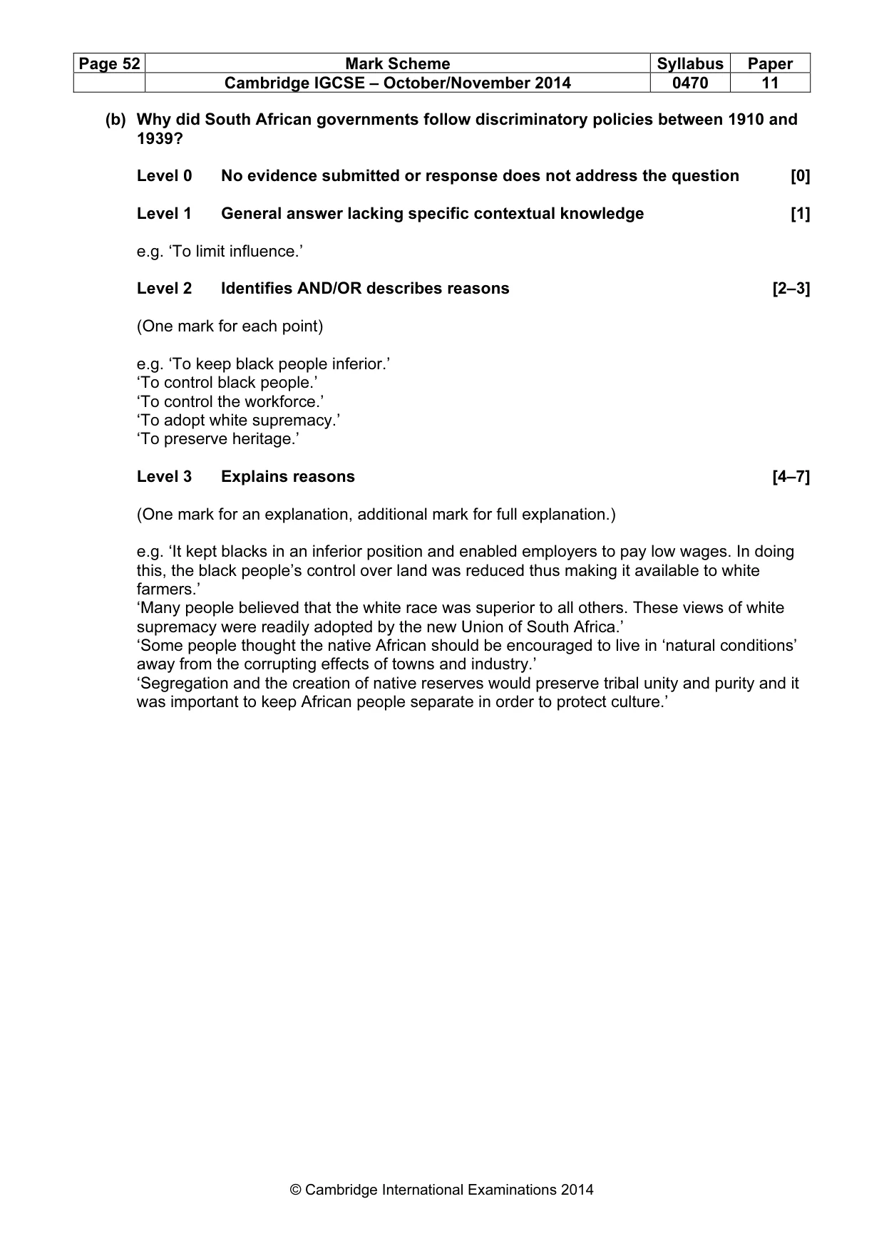 Mark scheme, page 52 of 77