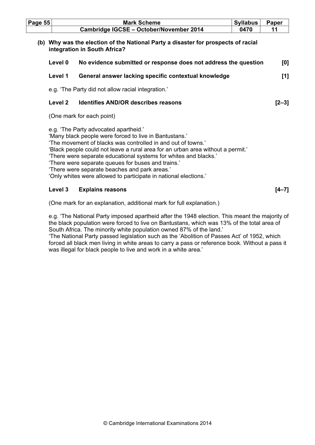 Mark scheme, page 55 of 77