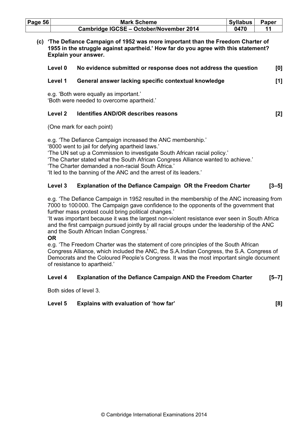 Mark scheme, page 56 of 77
