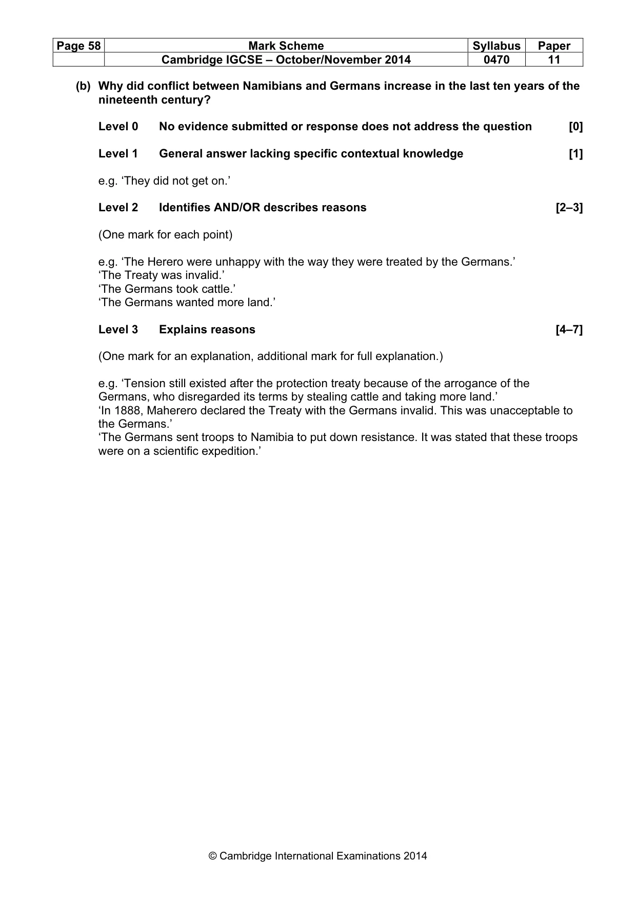 Mark scheme, page 58 of 77