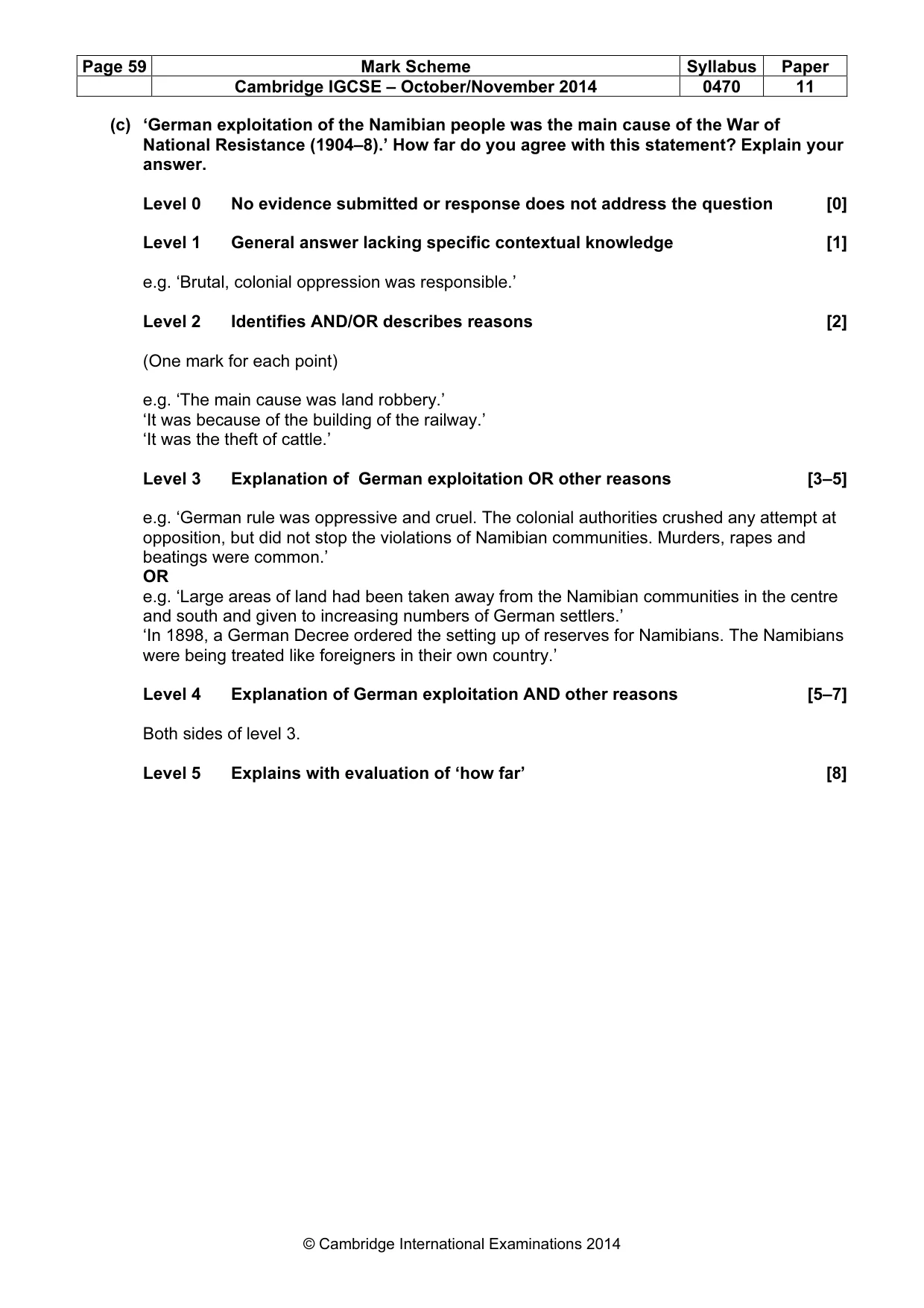 Mark scheme, page 59 of 77