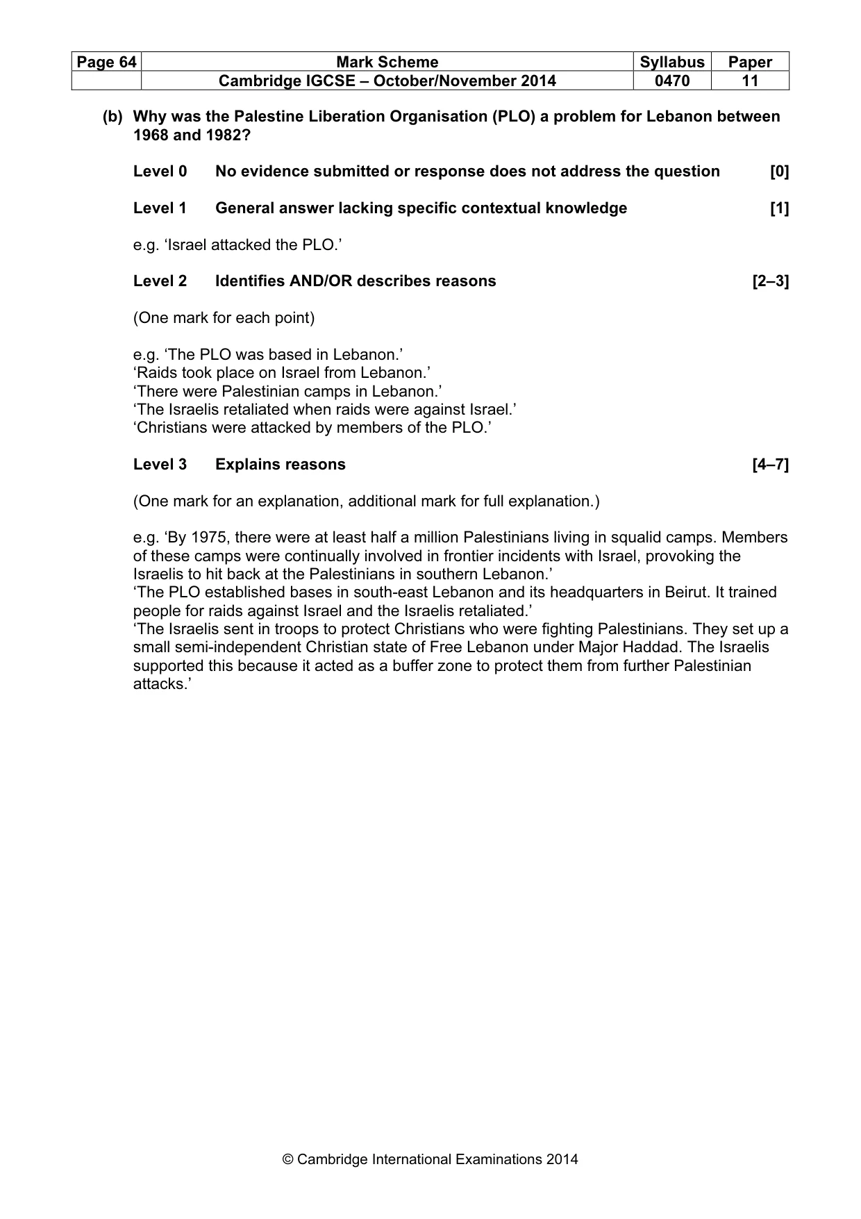 Mark scheme, page 64 of 77