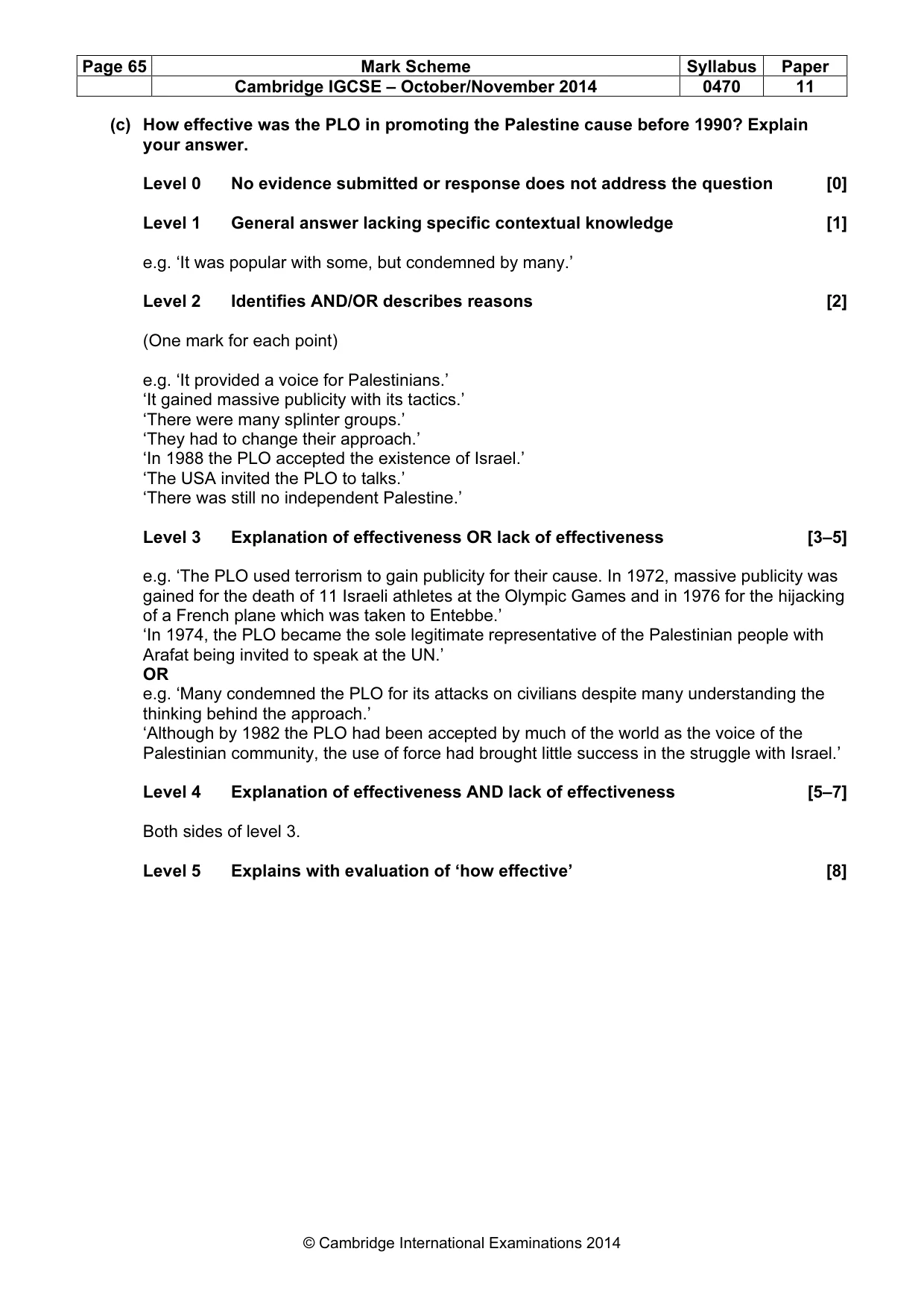 Mark scheme, page 65 of 77