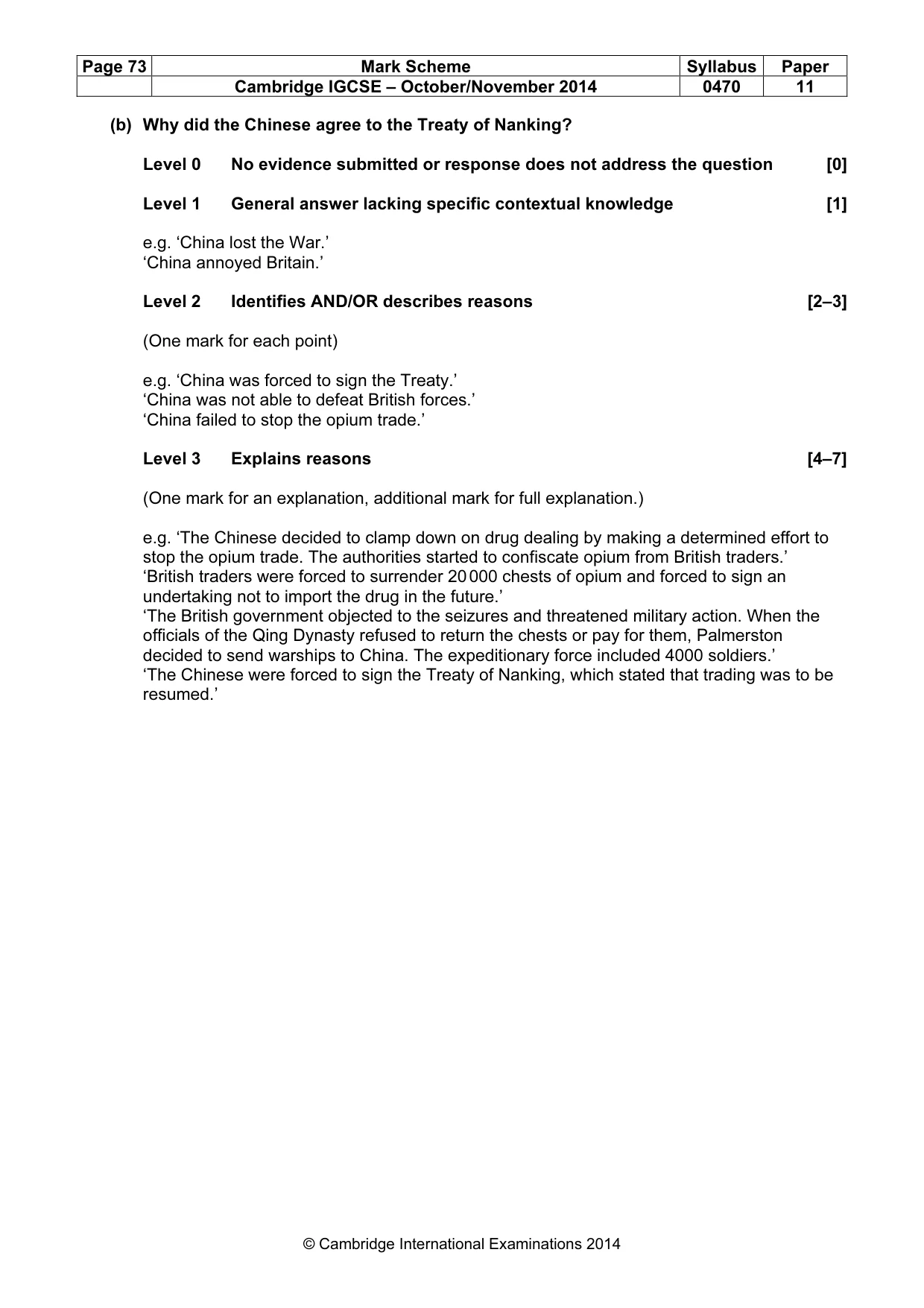 Mark scheme, page 73 of 77