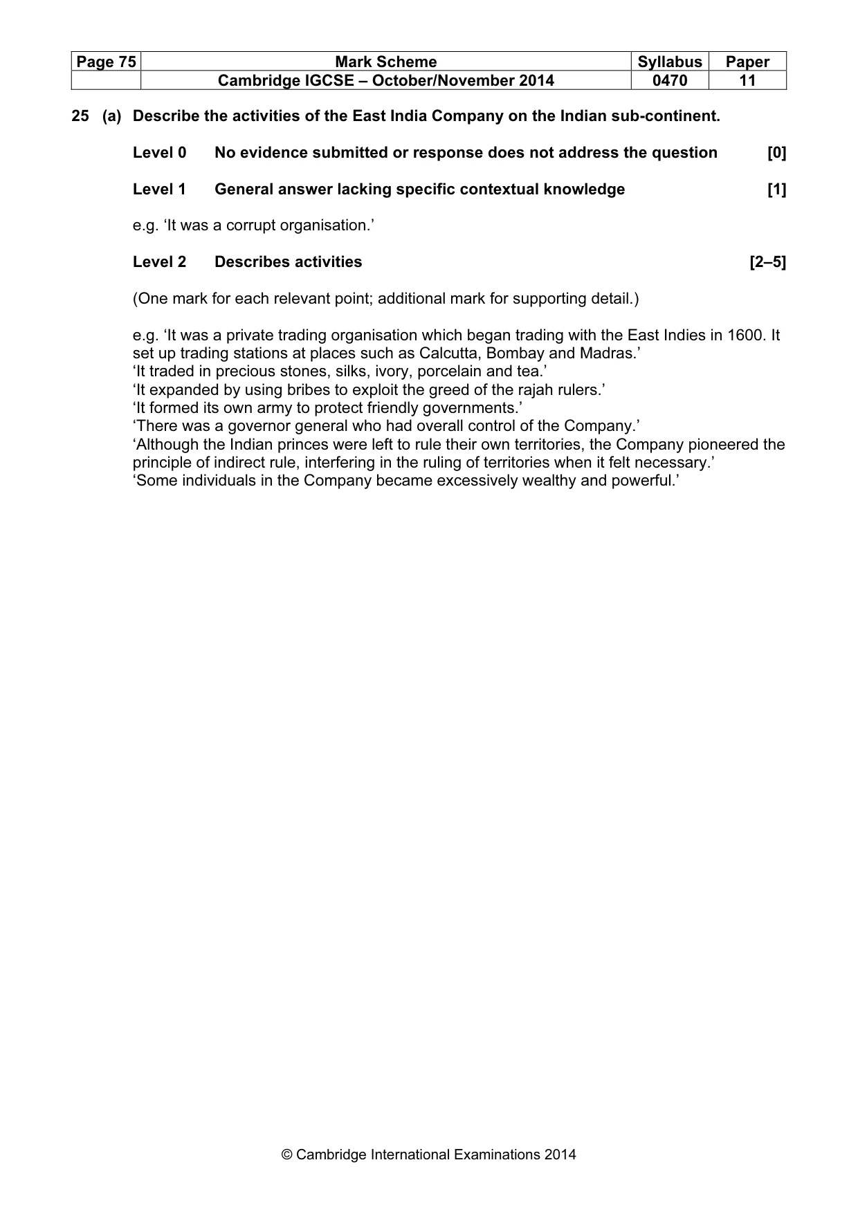 Mark scheme, page 75 of 77