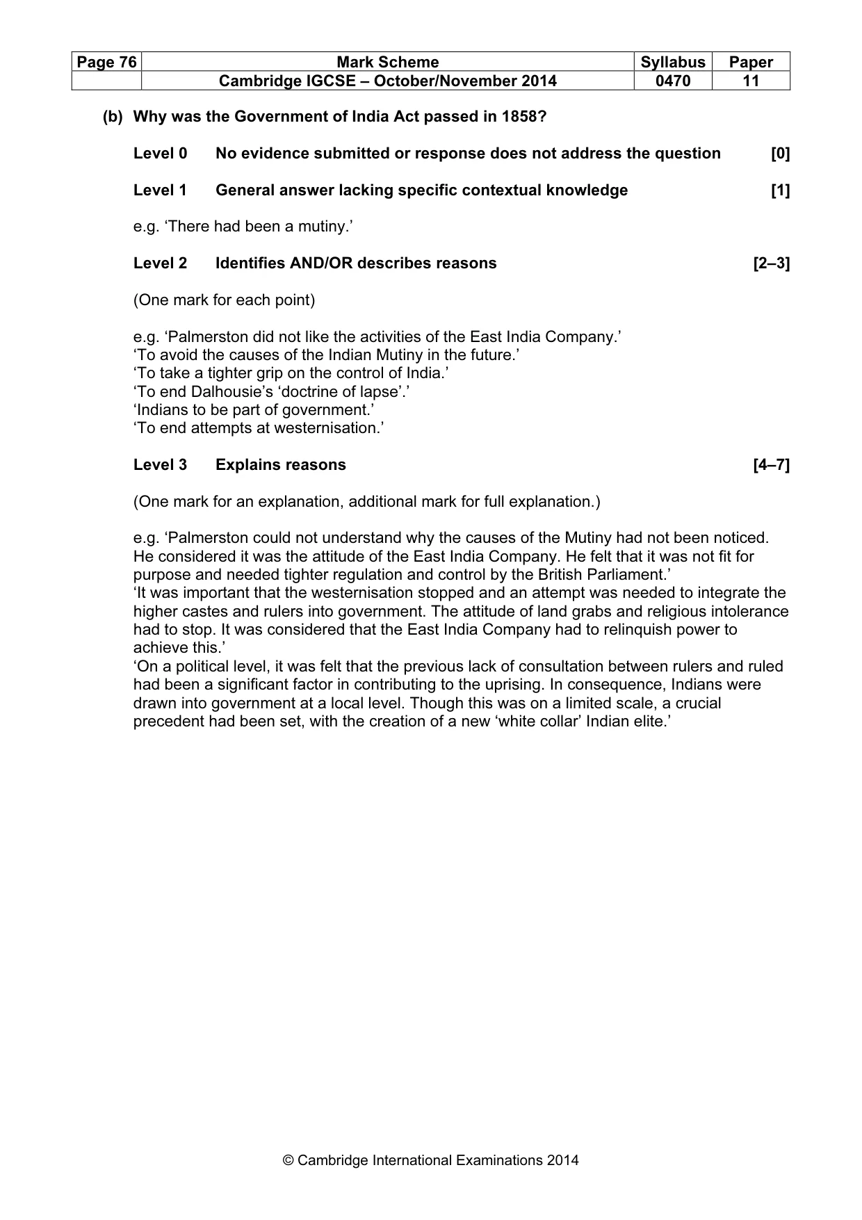 Mark scheme, page 76 of 77