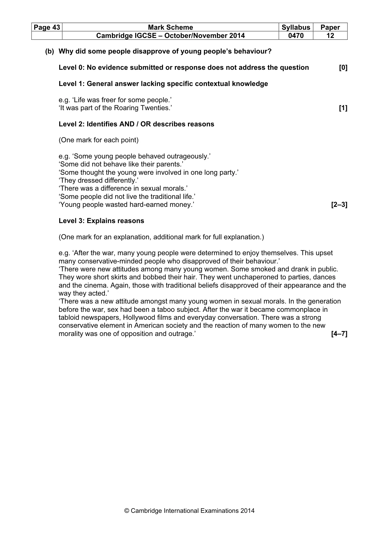 Mark scheme, page 43 of 77
