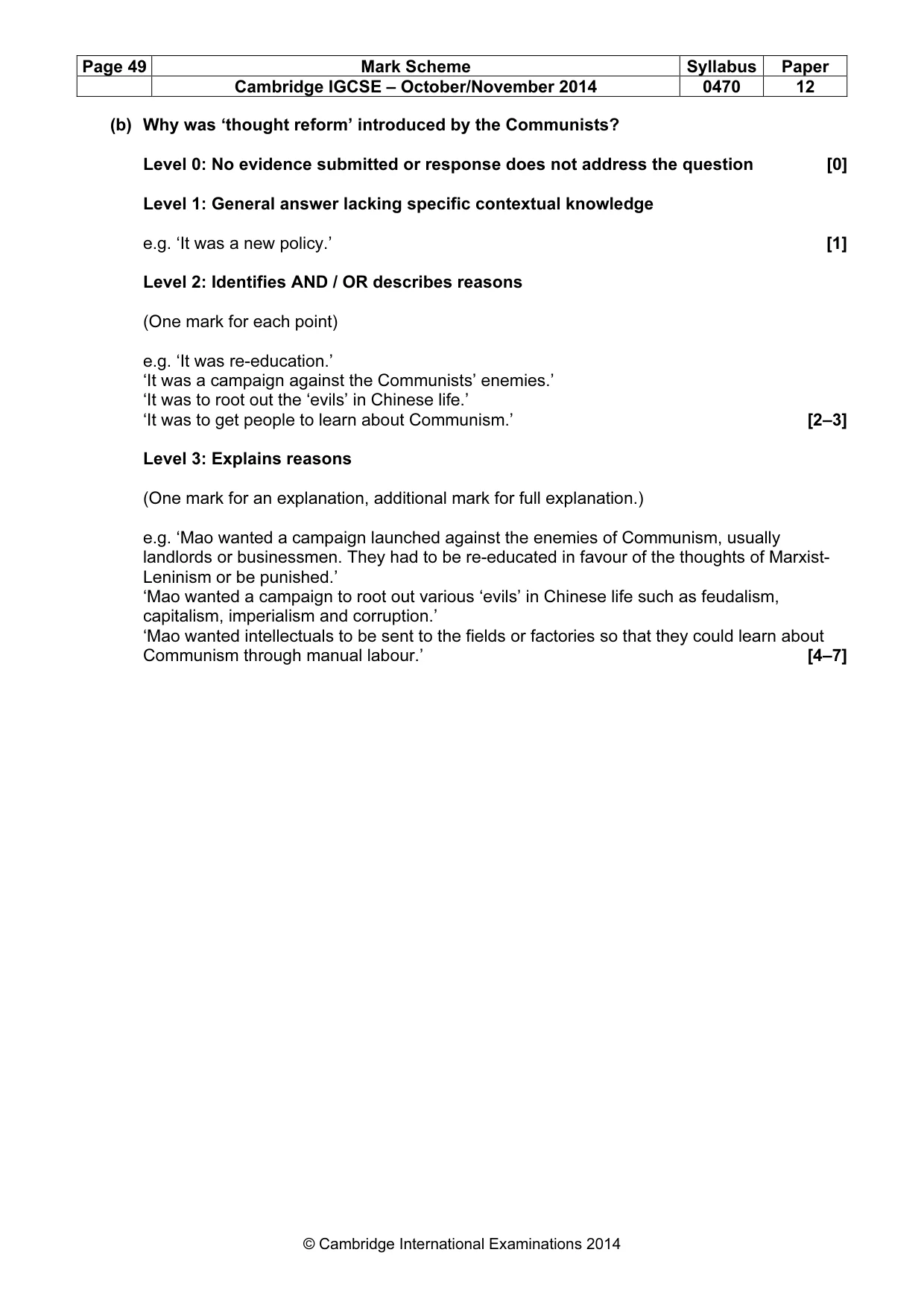 Mark scheme, page 49 of 77
